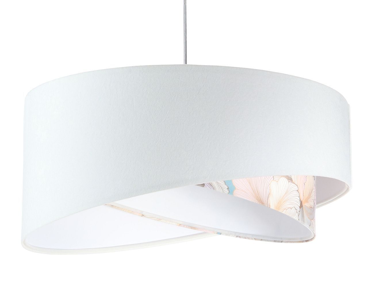Hängeleuchte Weiß Creme E27 rund Ø 50 cm Stoff Velours Optik Lampe, Deckenleuchte