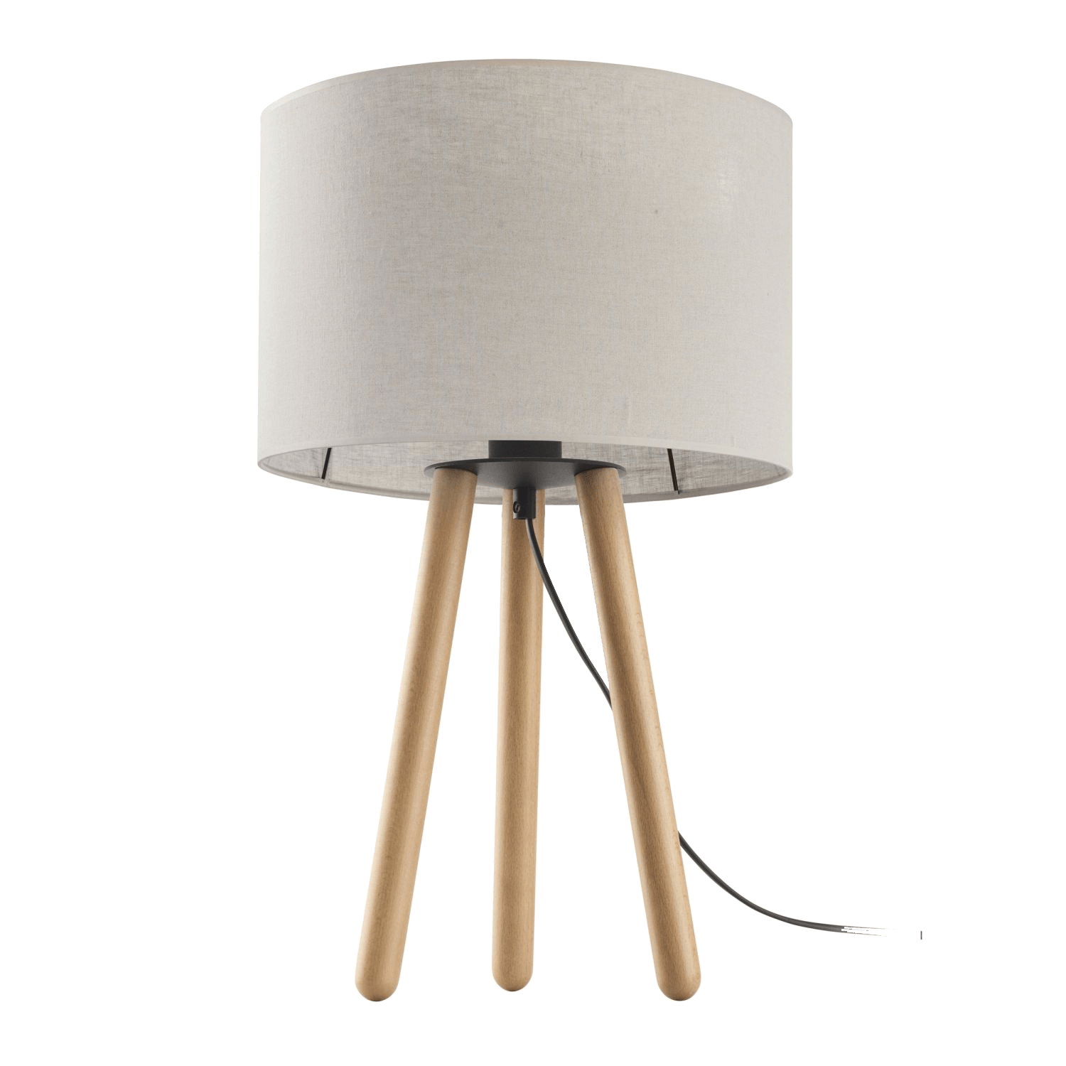 Tischlampe, Lampenschirm, Holzbeine, Beige, Stehleuchte