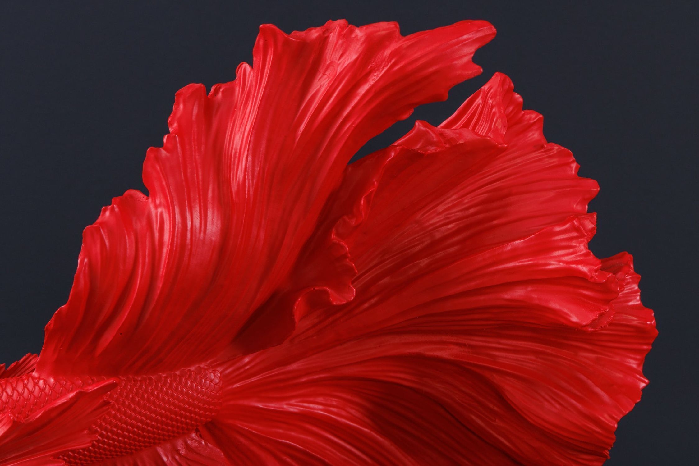 Deko Statue Kampffisch Polyresin H: 36 cm Rot Blume, Blütenblatt, Pflanze, Rose