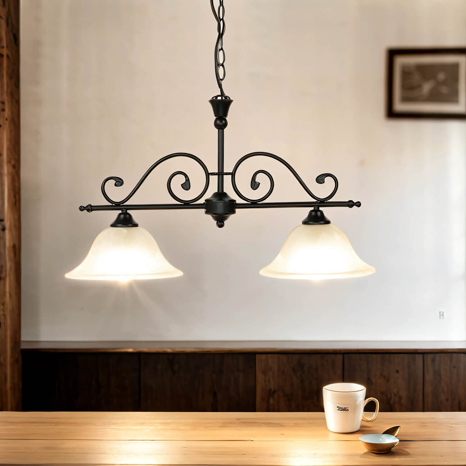 2-flammige Leuchte hängend DOROTHEA Landhausstil Leuchter, Lampe, Leuchte, Tasse