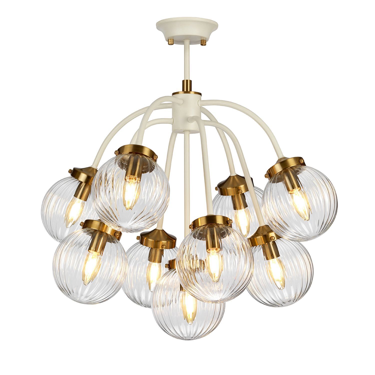 Hängelampe Kugel Schirm Glas Metall in Creme Messing