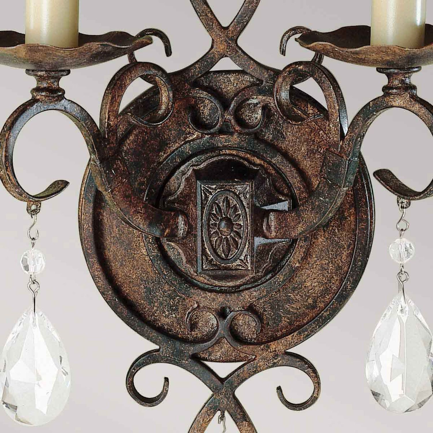 Wandlampe Metall Kristall 2x E14 H: 29,8 cm in Bronze Antik