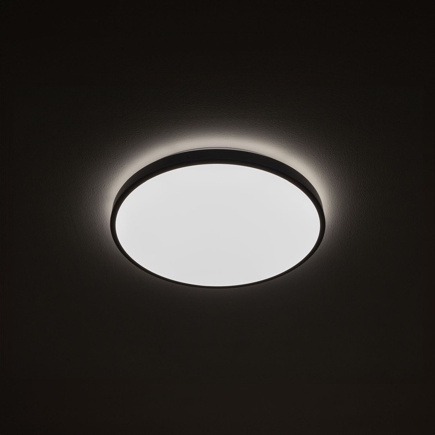 Runde LED Deckenlampe blendarm Ø38,5 cm 3000 K Schwarz