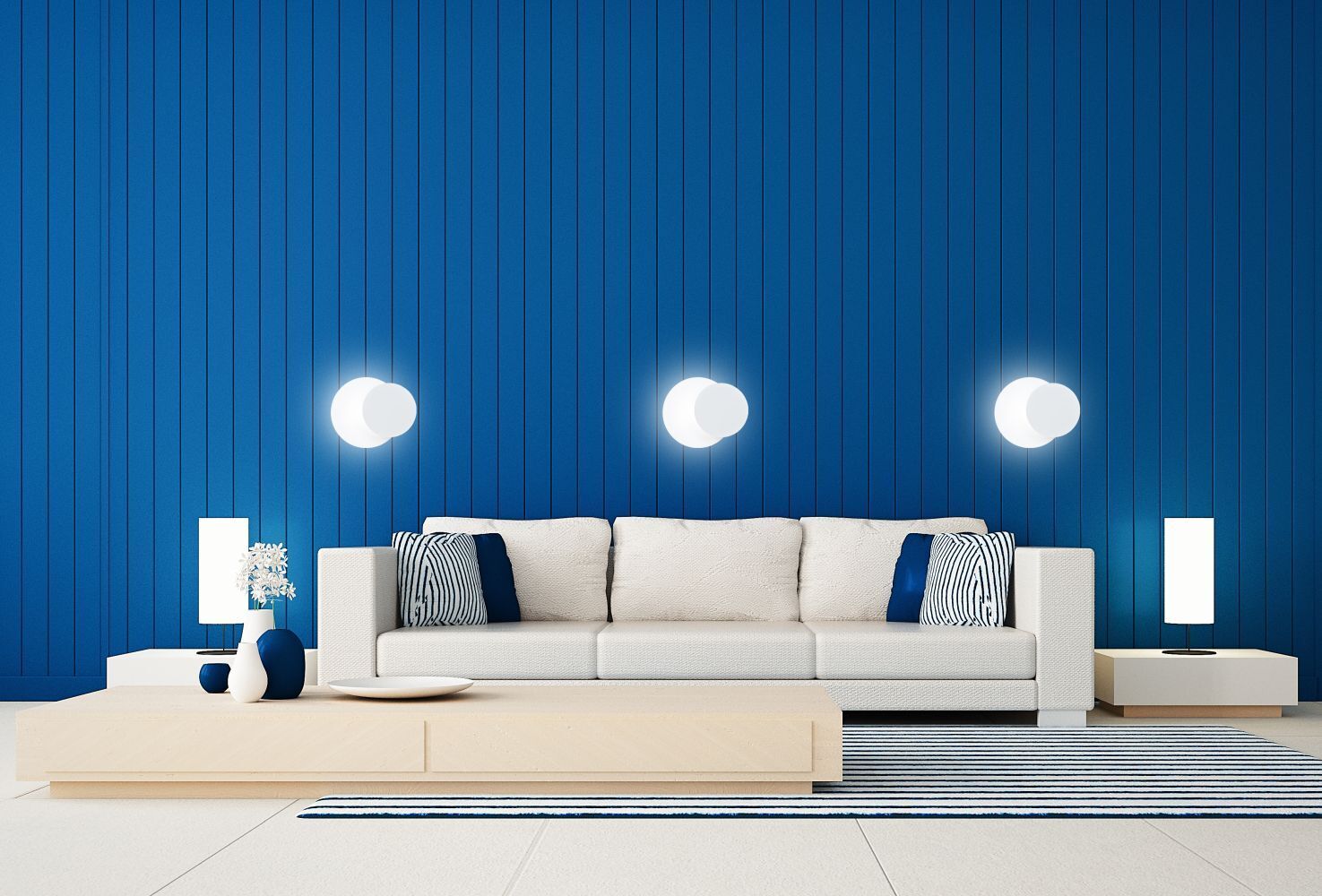 Wandlampe Weiß Metall Holz rund Skandinavisch G9