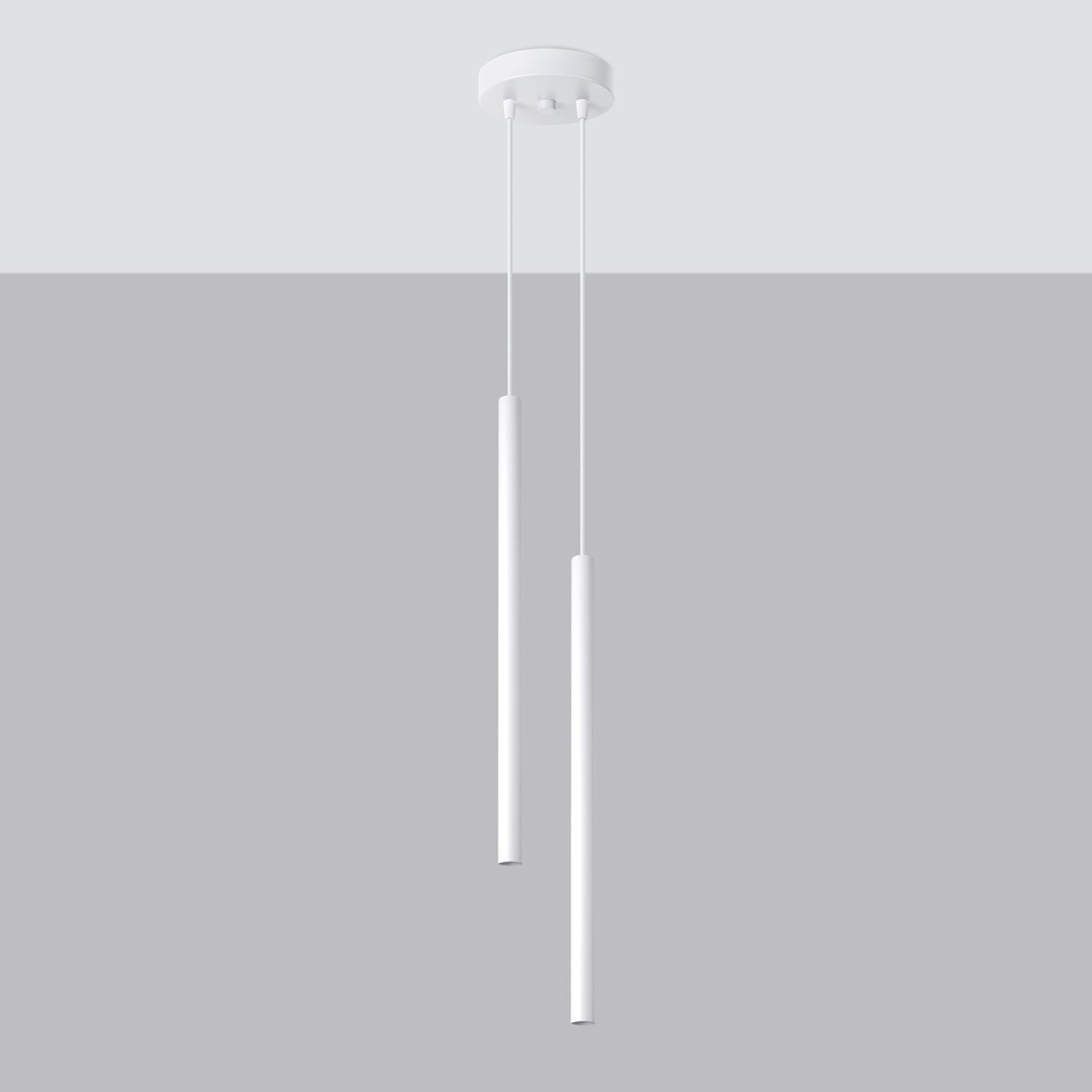 pendant light, hanging lamp, white, minimal, two rods