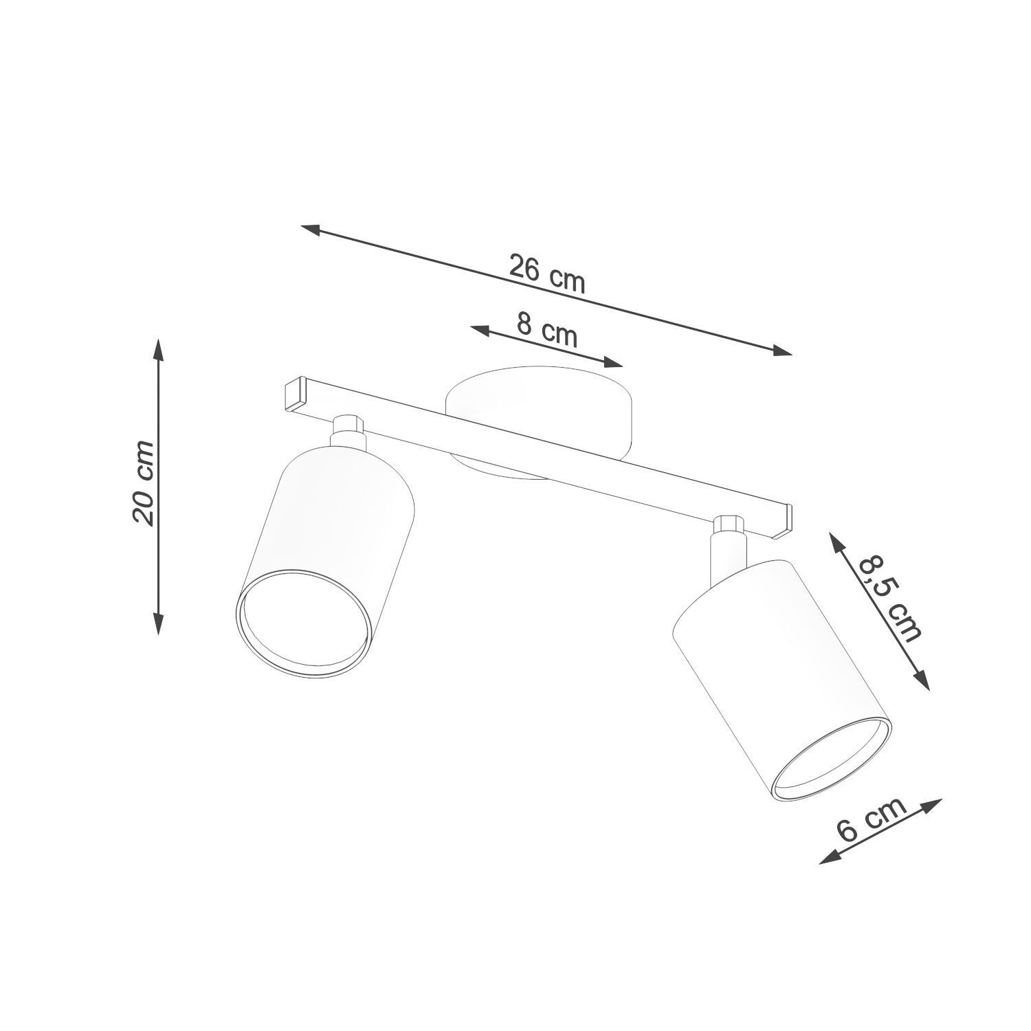 Spot Strahler Weiß Metall länglich 2-flammig 26 cm GU10