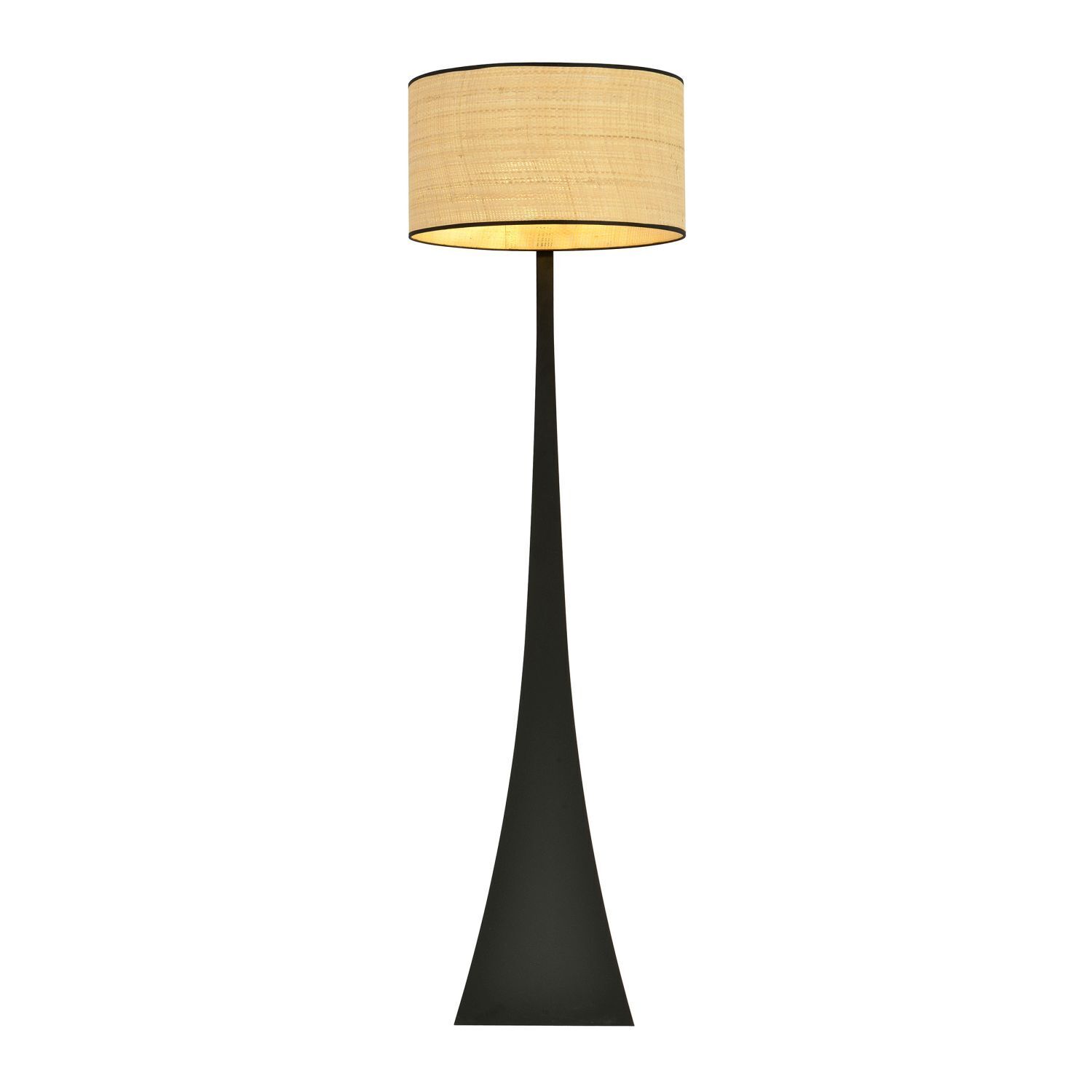 Stehlampe Metall Rattan 157 cm Modern in Schwarz Natur E27