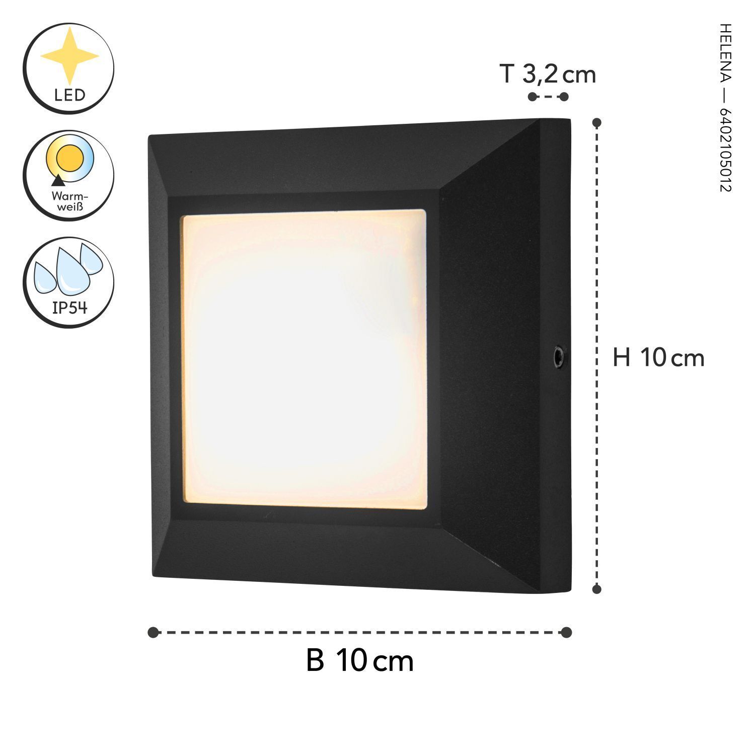 LED Außenwandleuchte Aluminium IP54 4 W 3000 K Schwarz