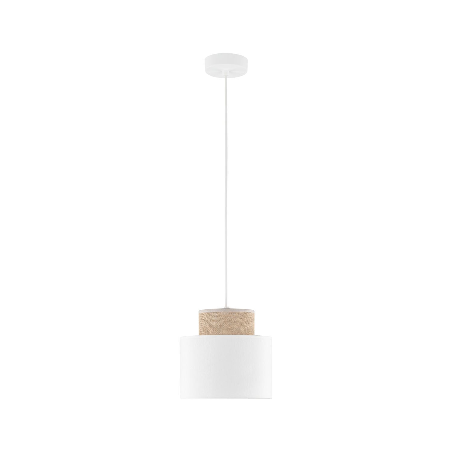 Hängeleuchte Stoff Jute E27 Ø 20 cm H: max. 160 cm Weiß Natur
