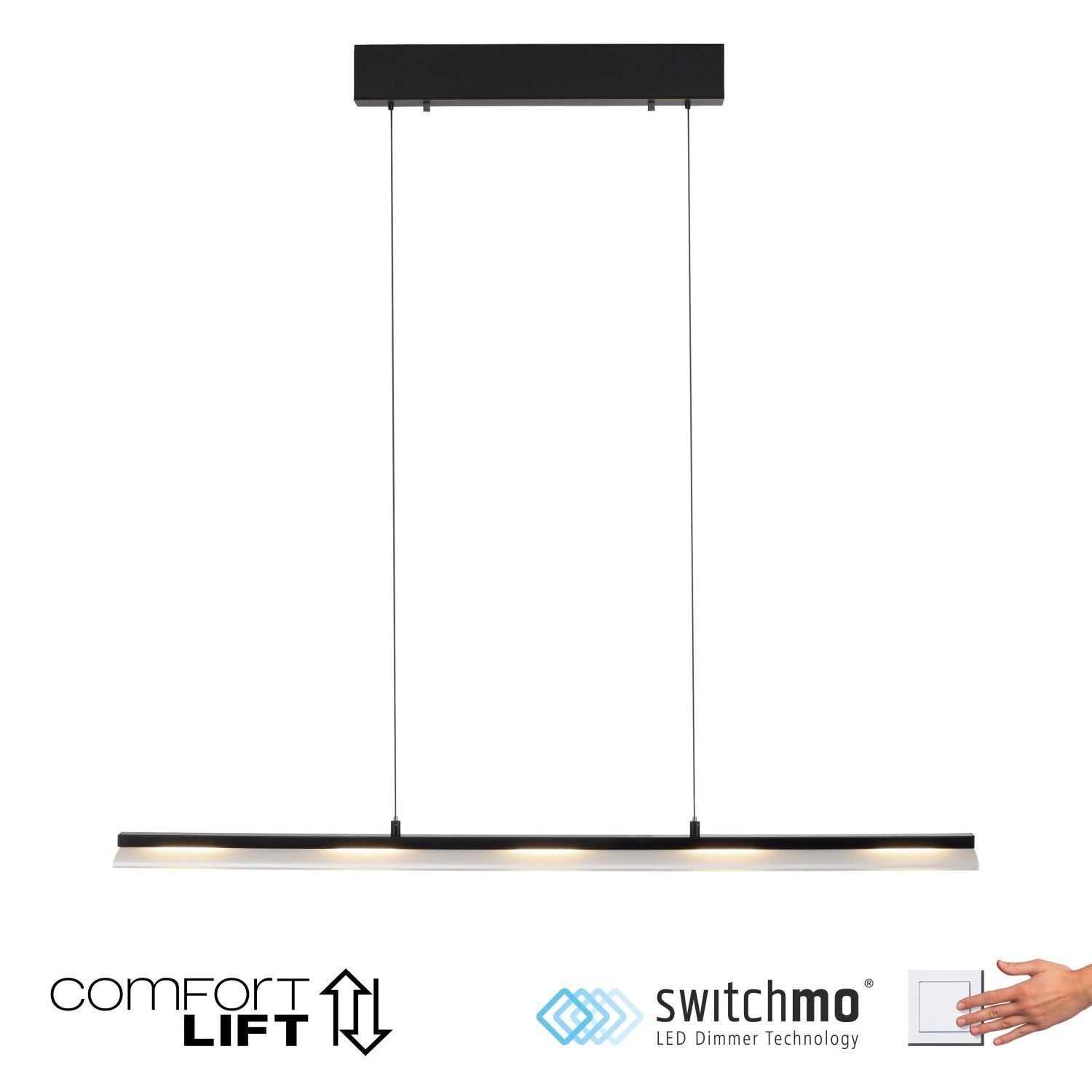 LED Pendelleuchte dimmbar Metall 100 cm 2900 lm Schwarz Elektronik, Bildschirm, Tür, Schiebetür