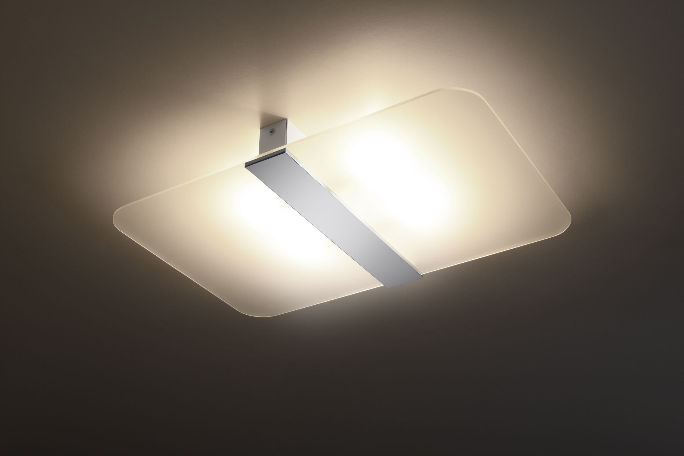 Deckenlampe Weiß Chrom Glas Metall blendarm flach