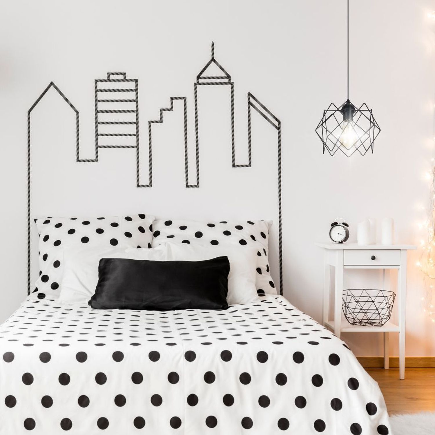 Polka Dot, Bettwäsche, Weiße Bettwäsche, Schwarze Punkte, Wandkunst (Linienkunst)