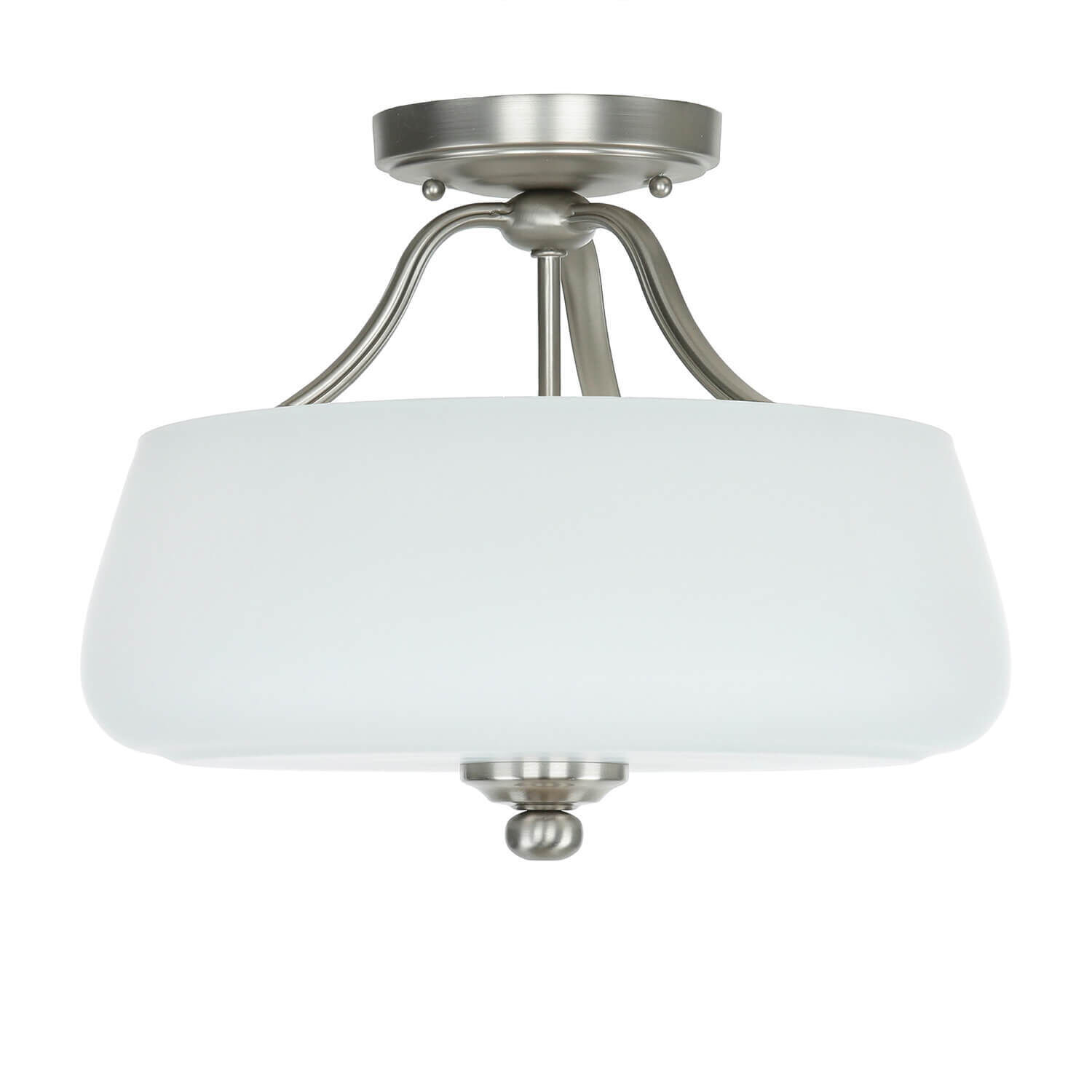 Deckenleuchte E27 Weiß Nickel Ø37cm Glas Metall Leuchte