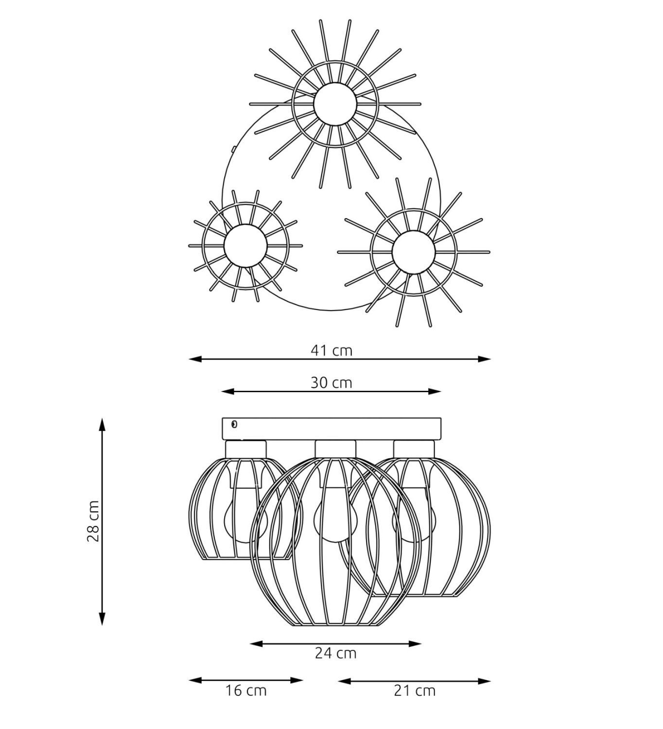 deckenleuchte, pendelleuchte, metallrahmen, runde lampe, dimensions 28cm