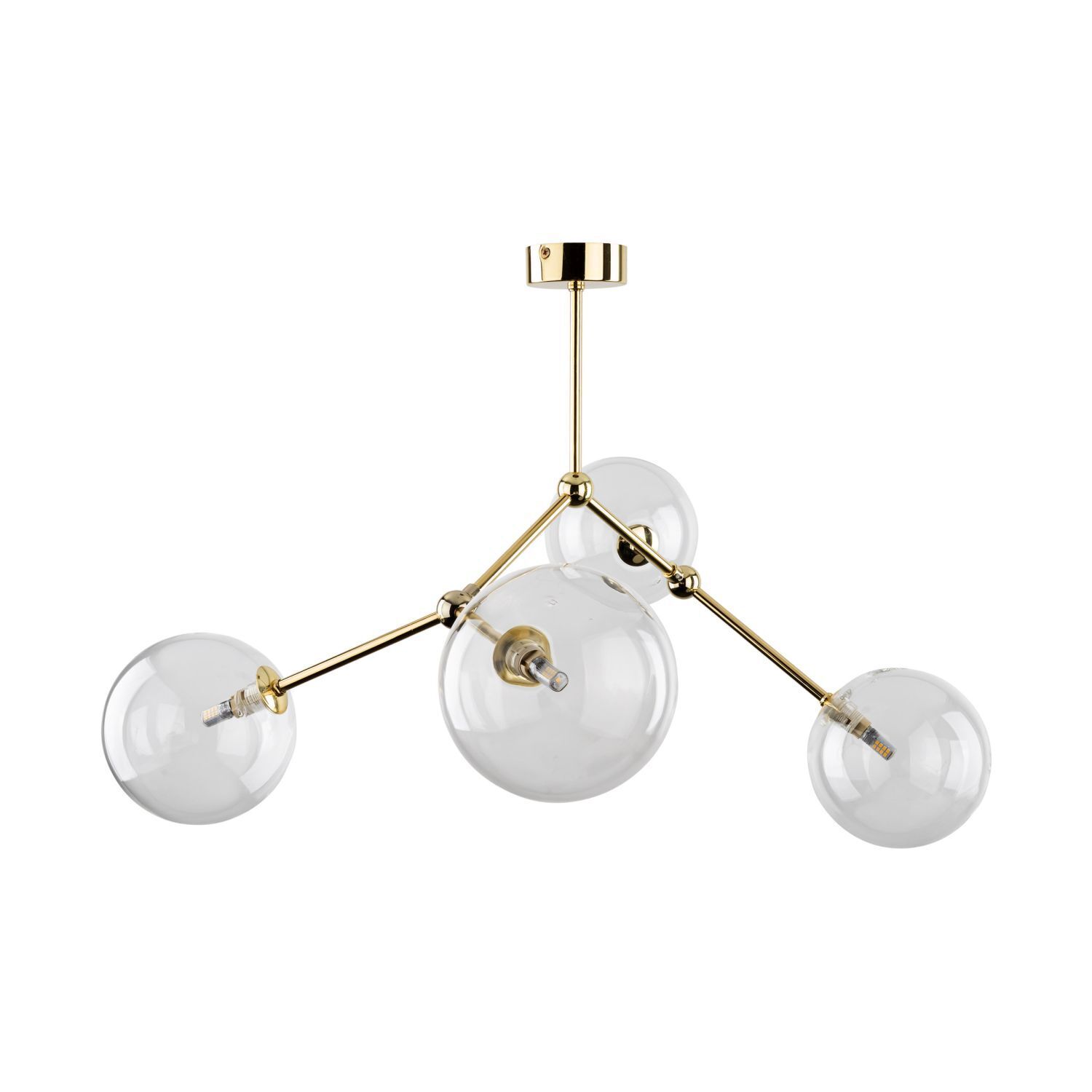 Deckenlampe Glas Metall 74 cm lang in Gold 4x G9 VINZA Leuchter, Lampe, Zimmer, Duscharmatur, Deckenleuchte