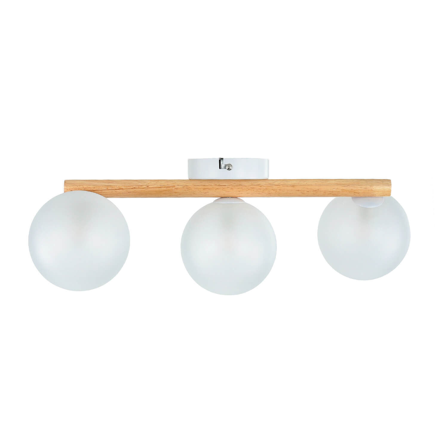 Deckenlampe Holz Glas 47 cm lang G9 in Hell Weiß 3-flammig Leuchte