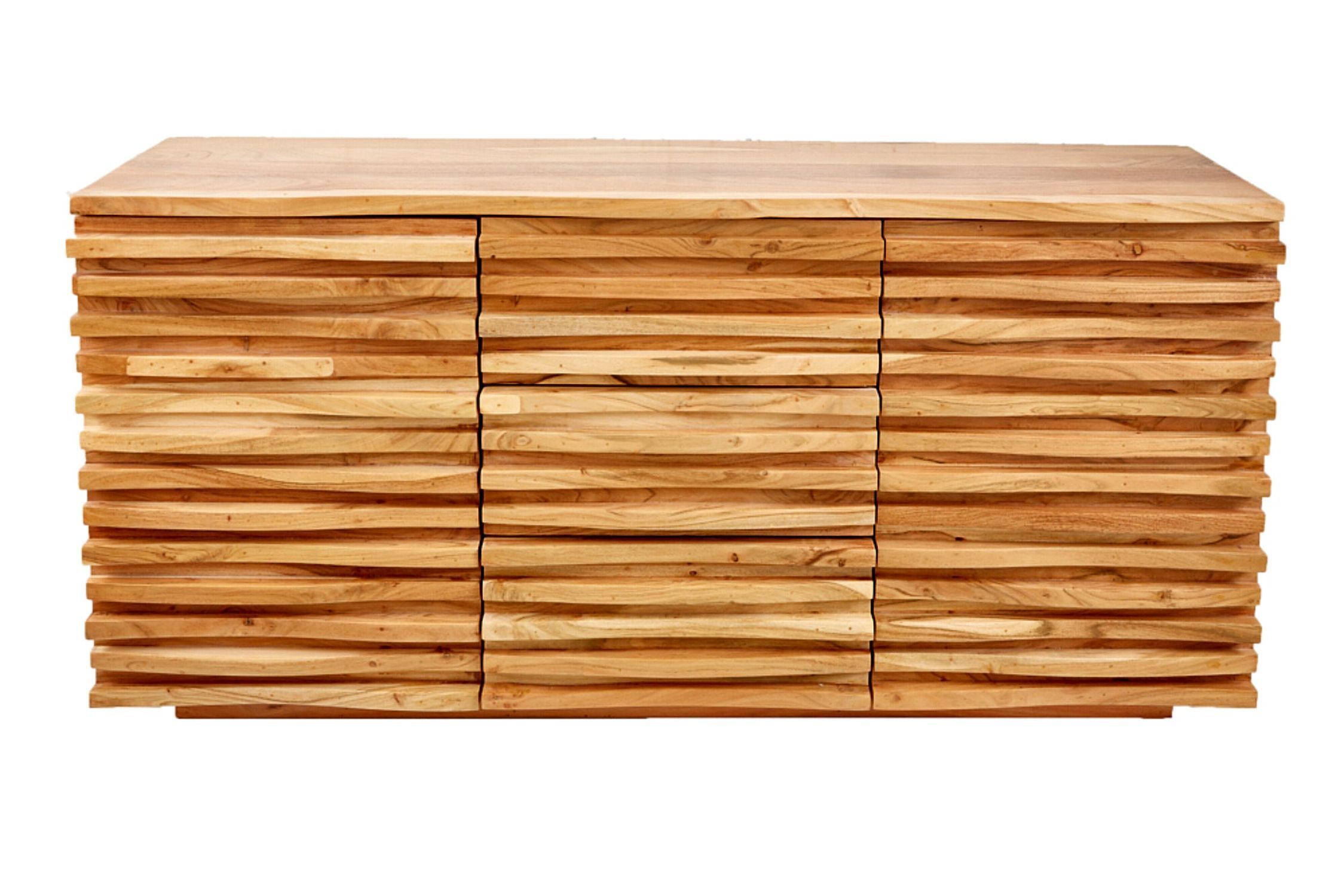 Sideboard Holz 160 cm breit H: 75 cm 3D Türen Modern Kabinett, Mobiliar, Anrichte, Holz, Schublade