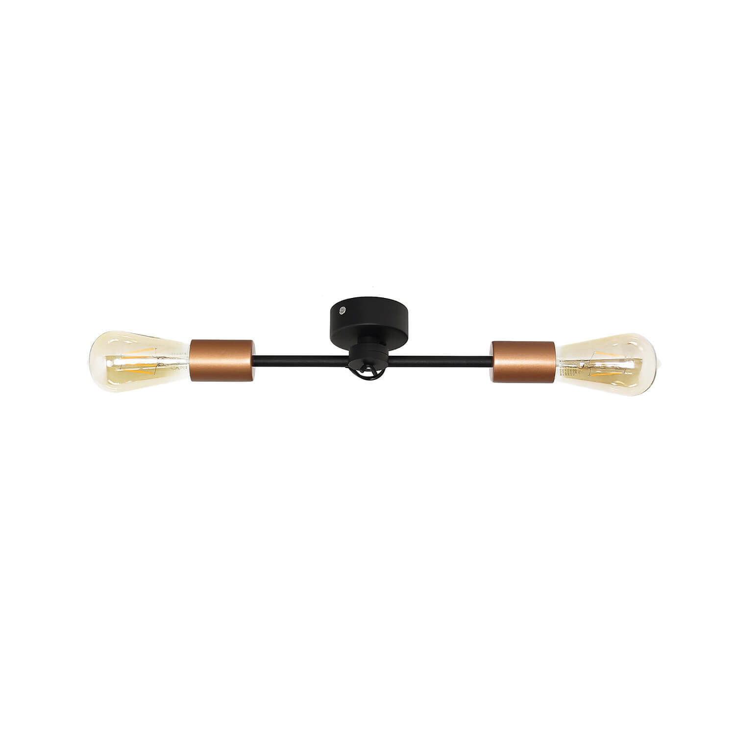 Vintage Deckenlampe Wohnzimmer Schwarz 2xE27 STICKS Wandleuchte, Deckenleuchte, E26, Glühlampen, Kupferakzente