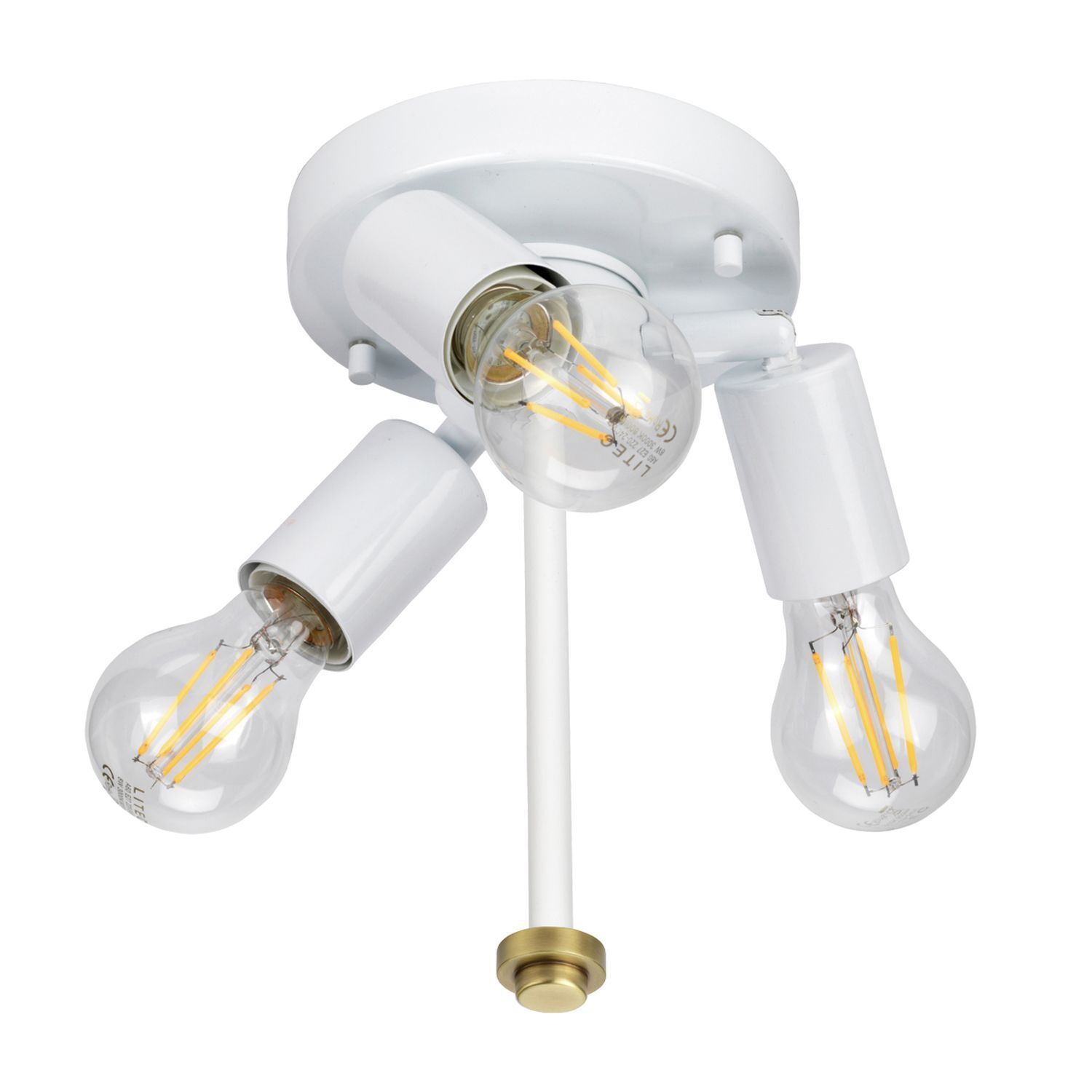 Deckenleuchte rund 46 cm Stoff in Creme Messing