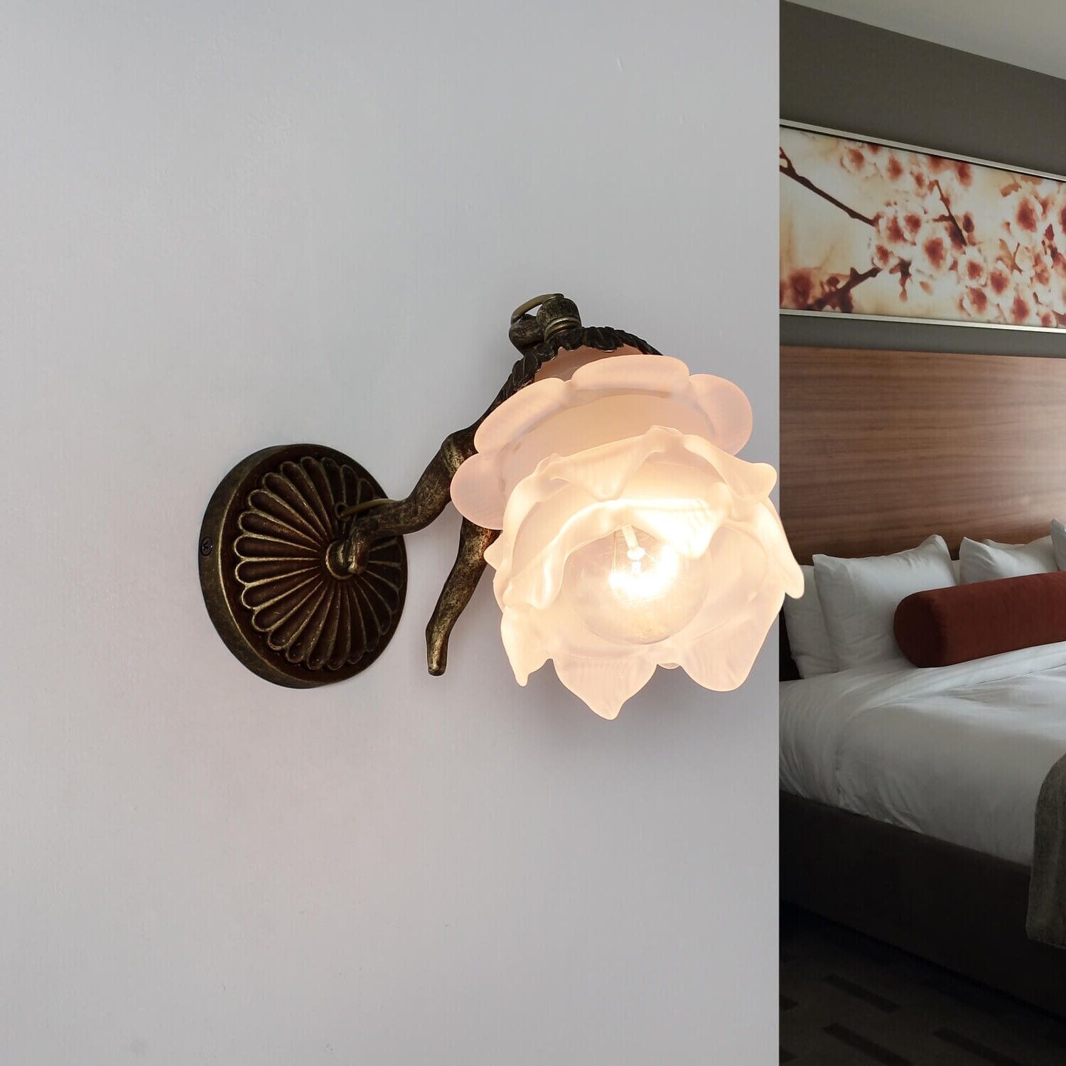 Wandleuchte aus Echt-Messing Antik Bronze Putti Bronze, Leuchte, Drinnen, Innenarchitektur