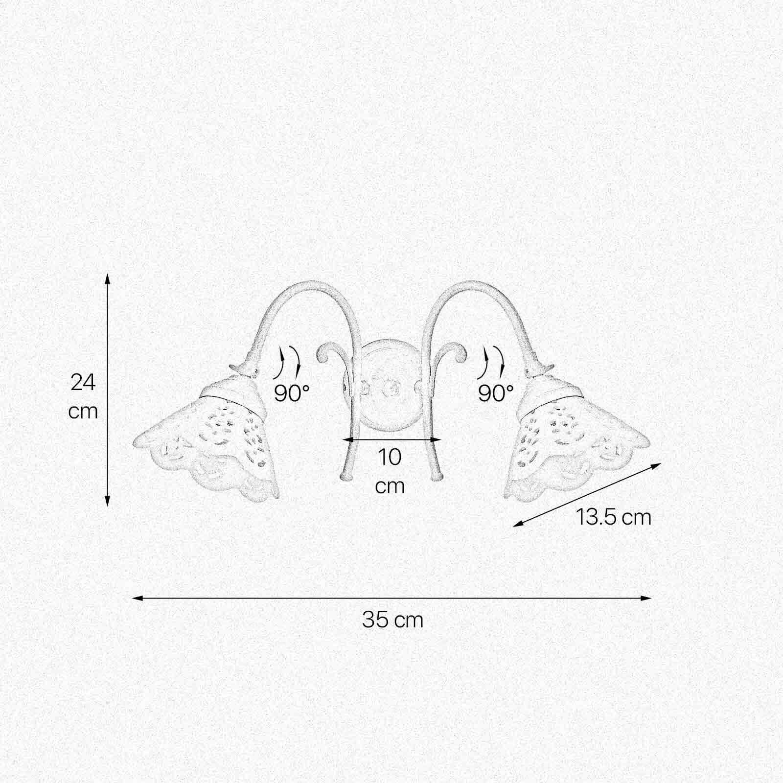 Wandlampe verstellbar B: 35 cm Keramik Messing 2-flammig E14