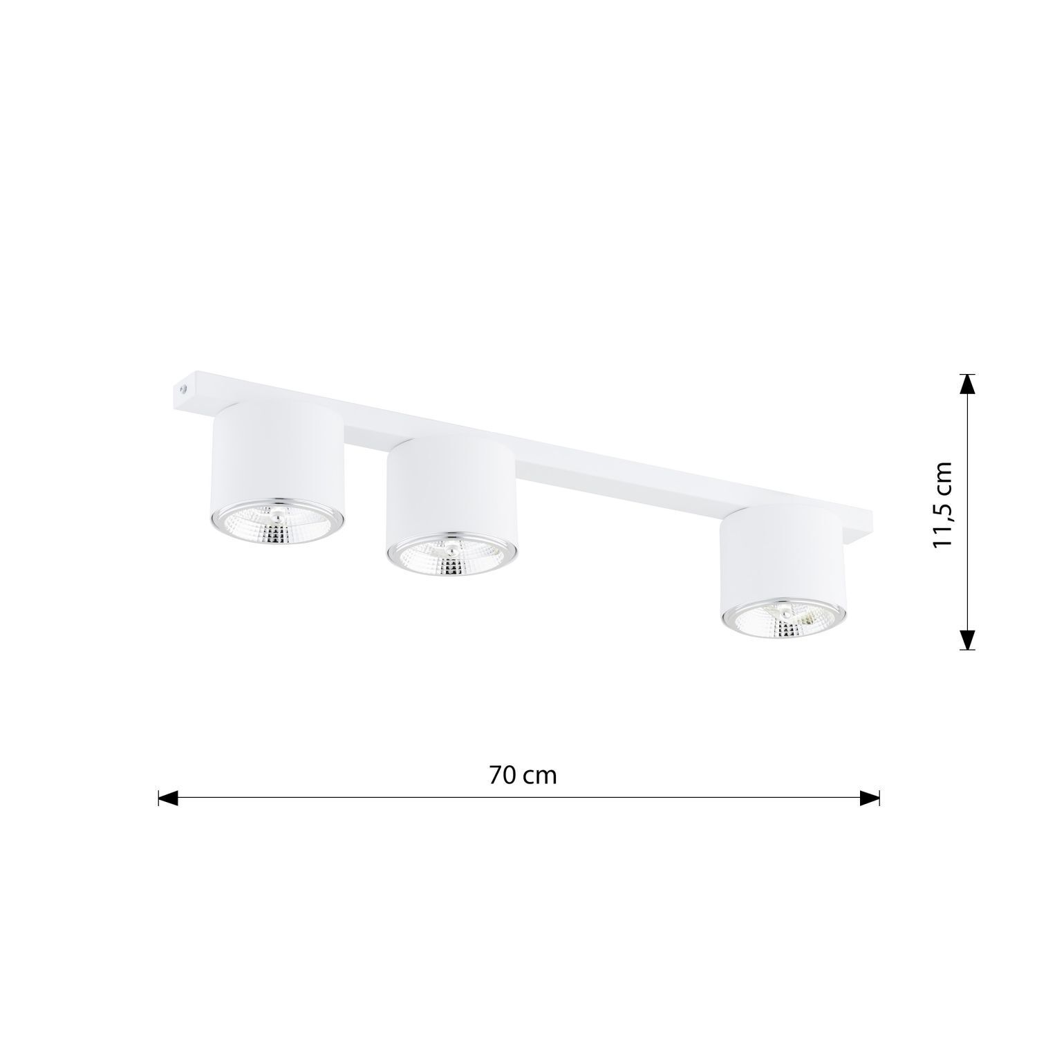 Deckenleuchte Weiß 70 cm lang Metall 3-flammig GU10 AR111