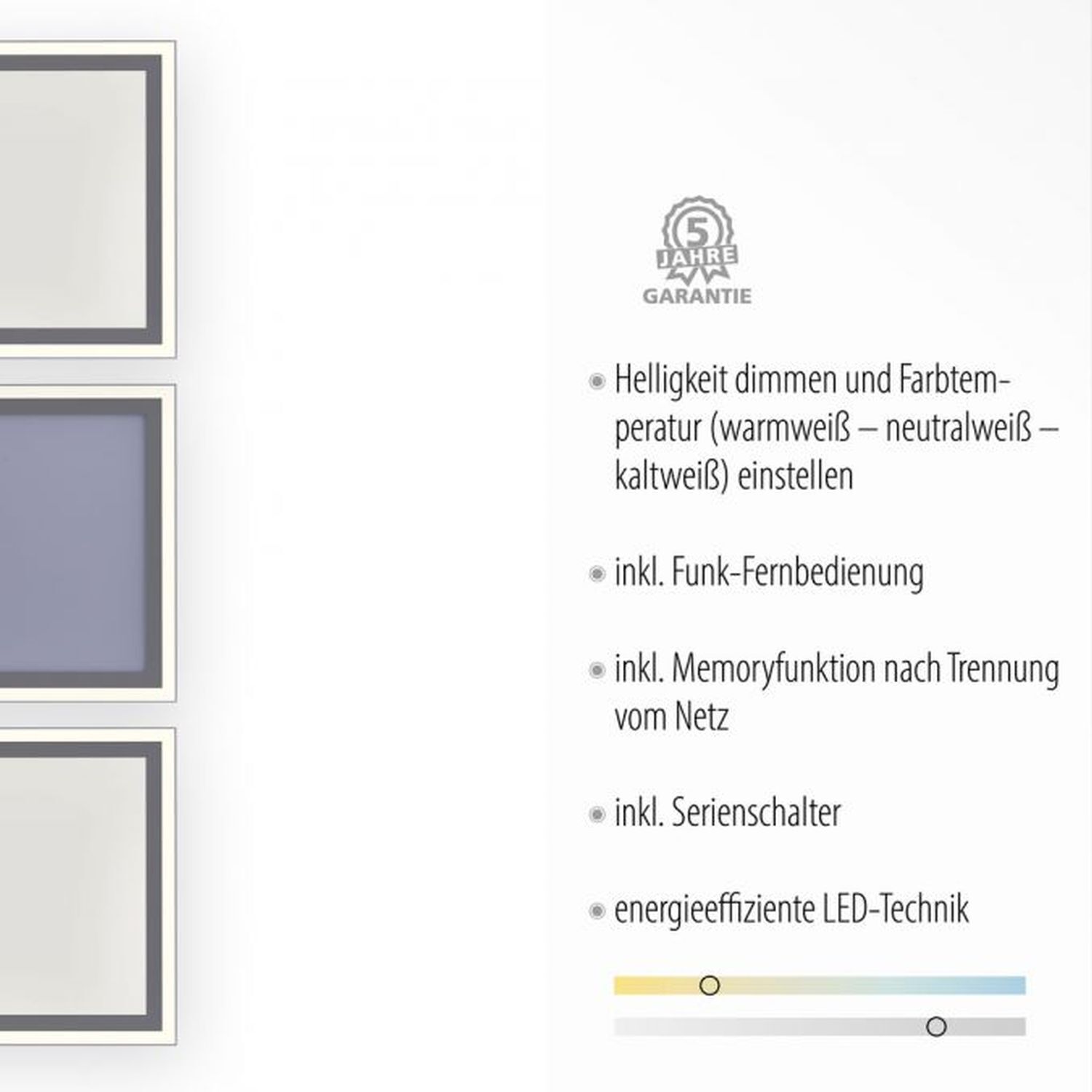 Dimmbare LED Deckenleuchte Fernbedienung 54 W 121,4 cm Seite, Text