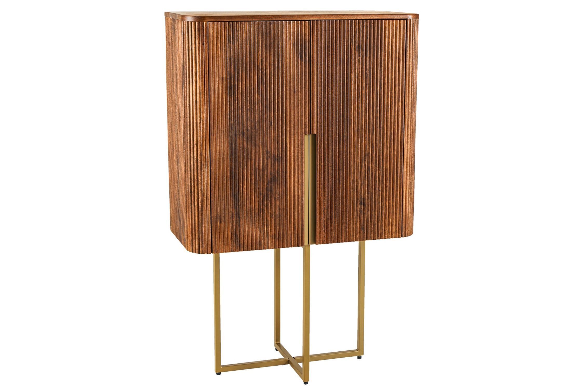 Highboard Holz Metall 80 x 125 cm Art Déco Lamellen Design