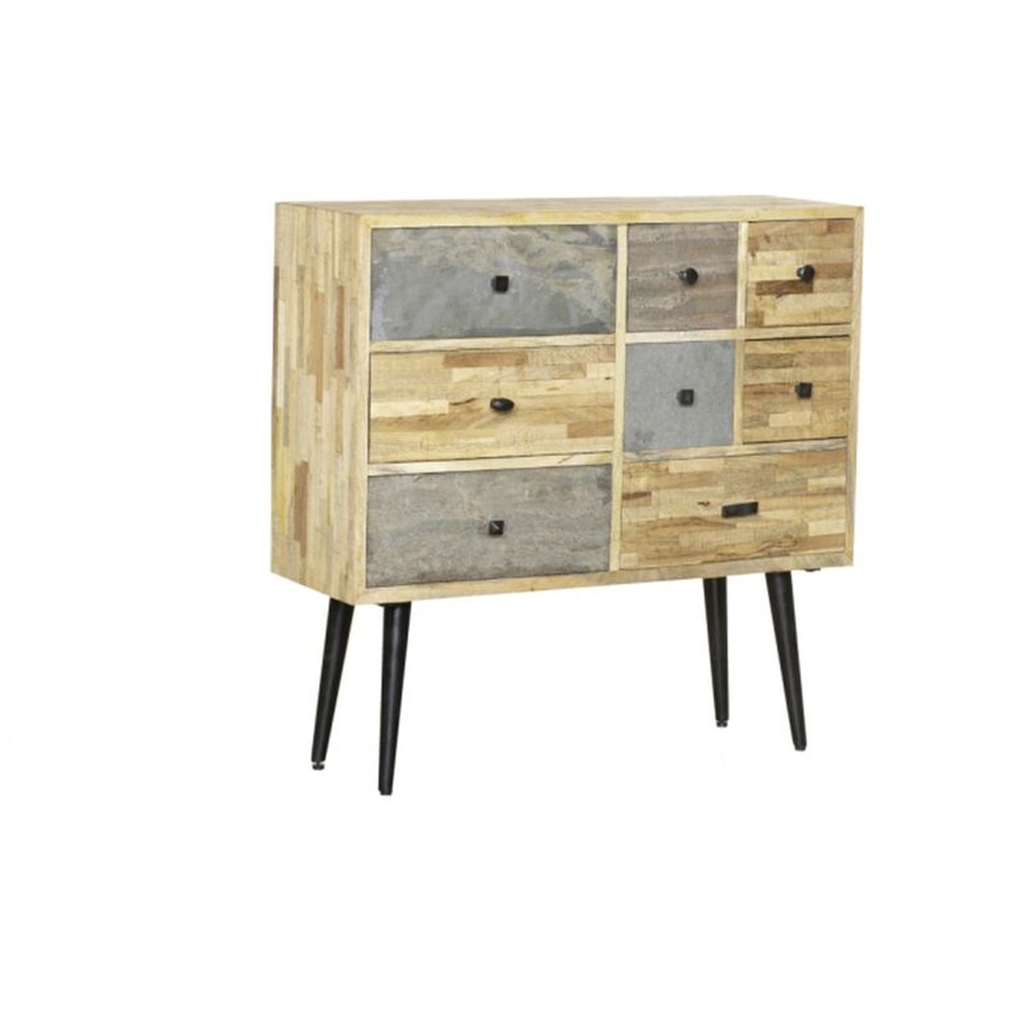 Sideboard Holz Stahl 92 cm breit Natur Grau Schwarz