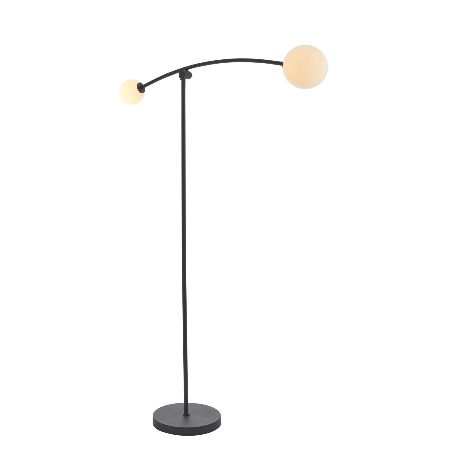 Stehleuchte Schwarz Weiß Glas Metall 165 cm verstellbarer Arm