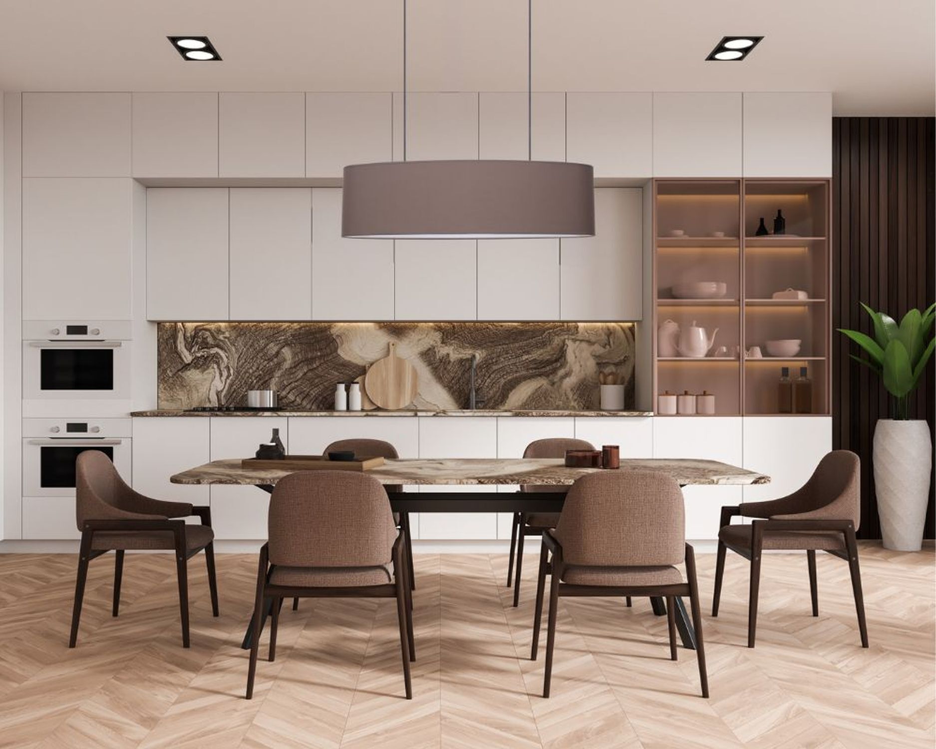 Gemütliche Hängelampe Stoff Braun 2-flammig E27 70 cm Speisesaal, Esstisch, Drinnen, Tabelle, Innenarchitektur