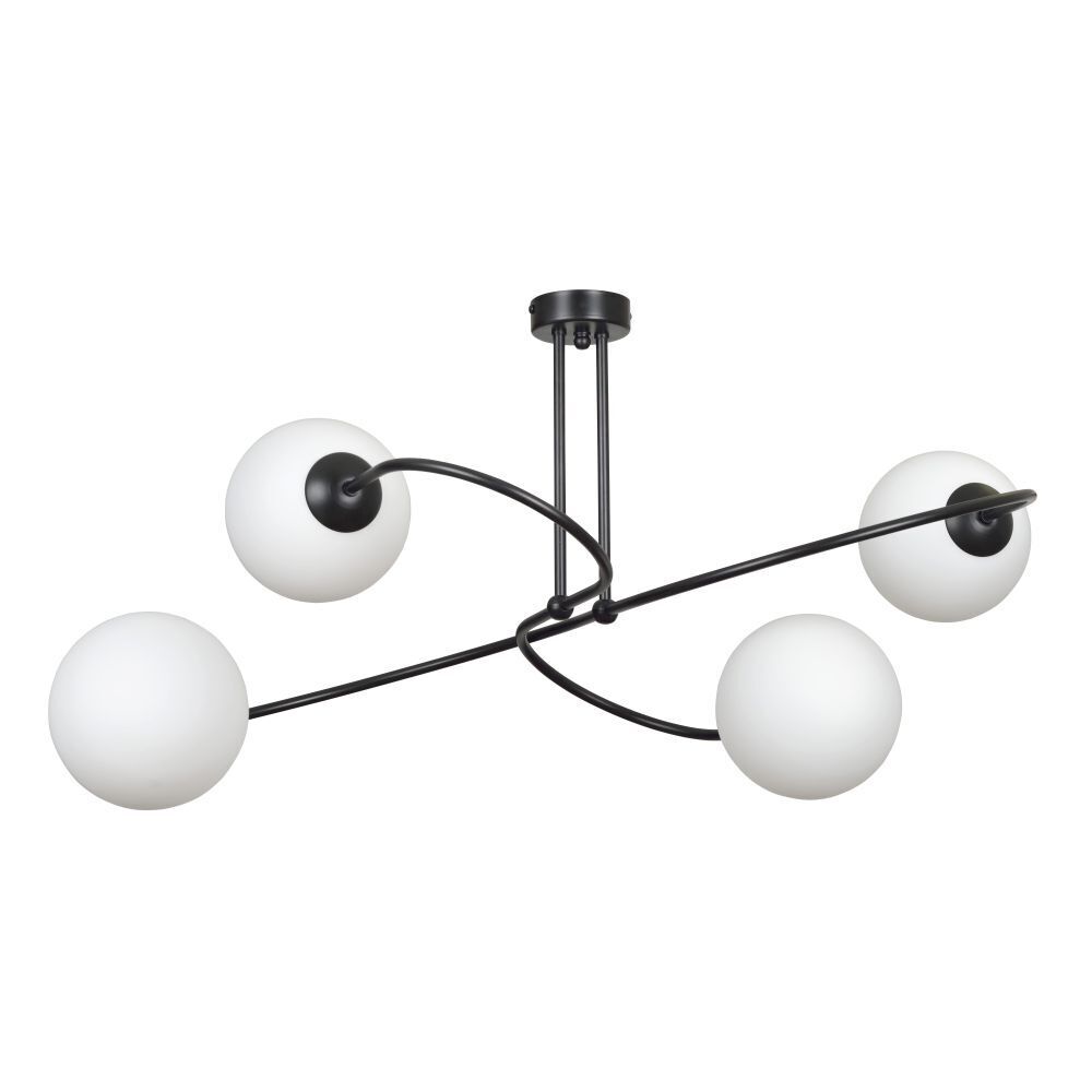 Deckenleuchte Metall Glas Schwarz Weiß Modern 4x E27