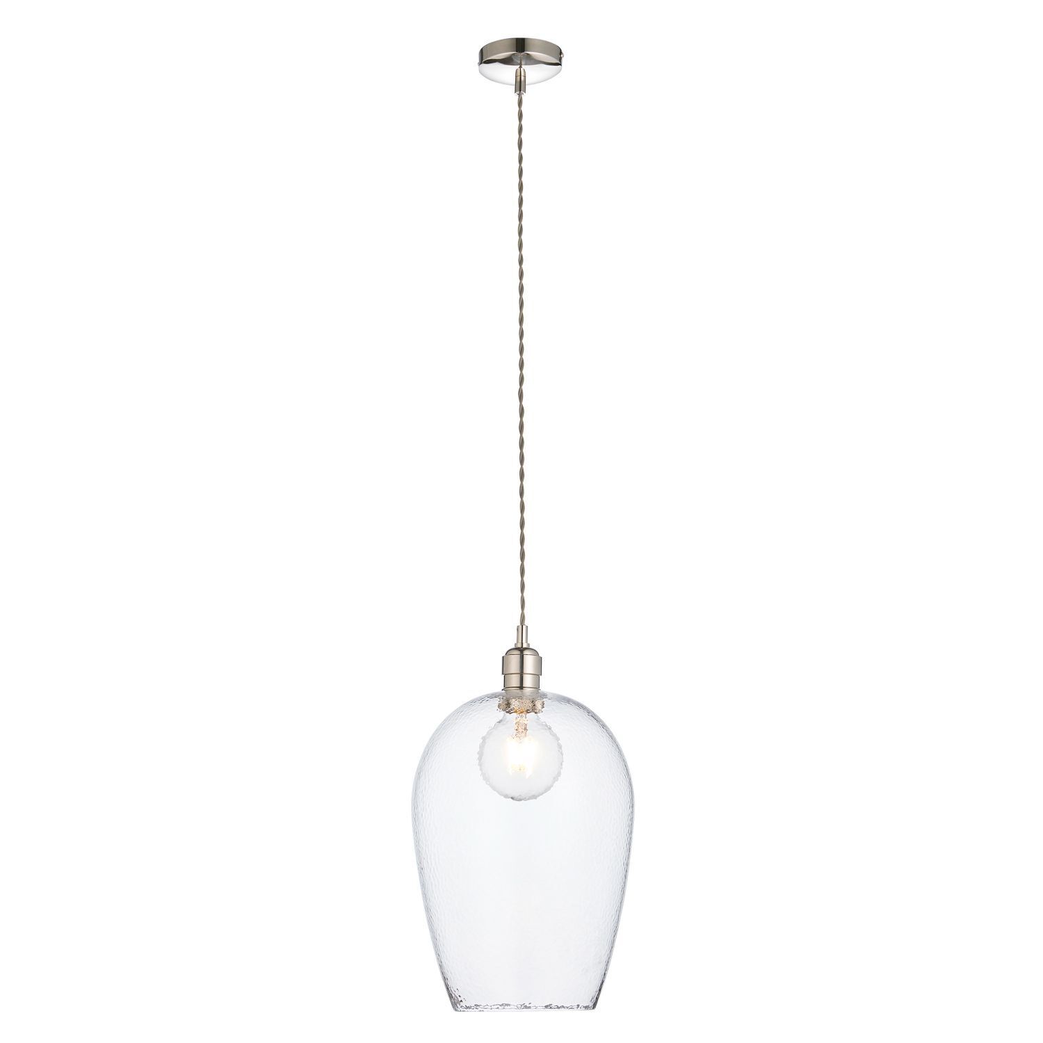 Hängelampe E27 Glas Metall Ø 25 cm schmal Nickel glänzend