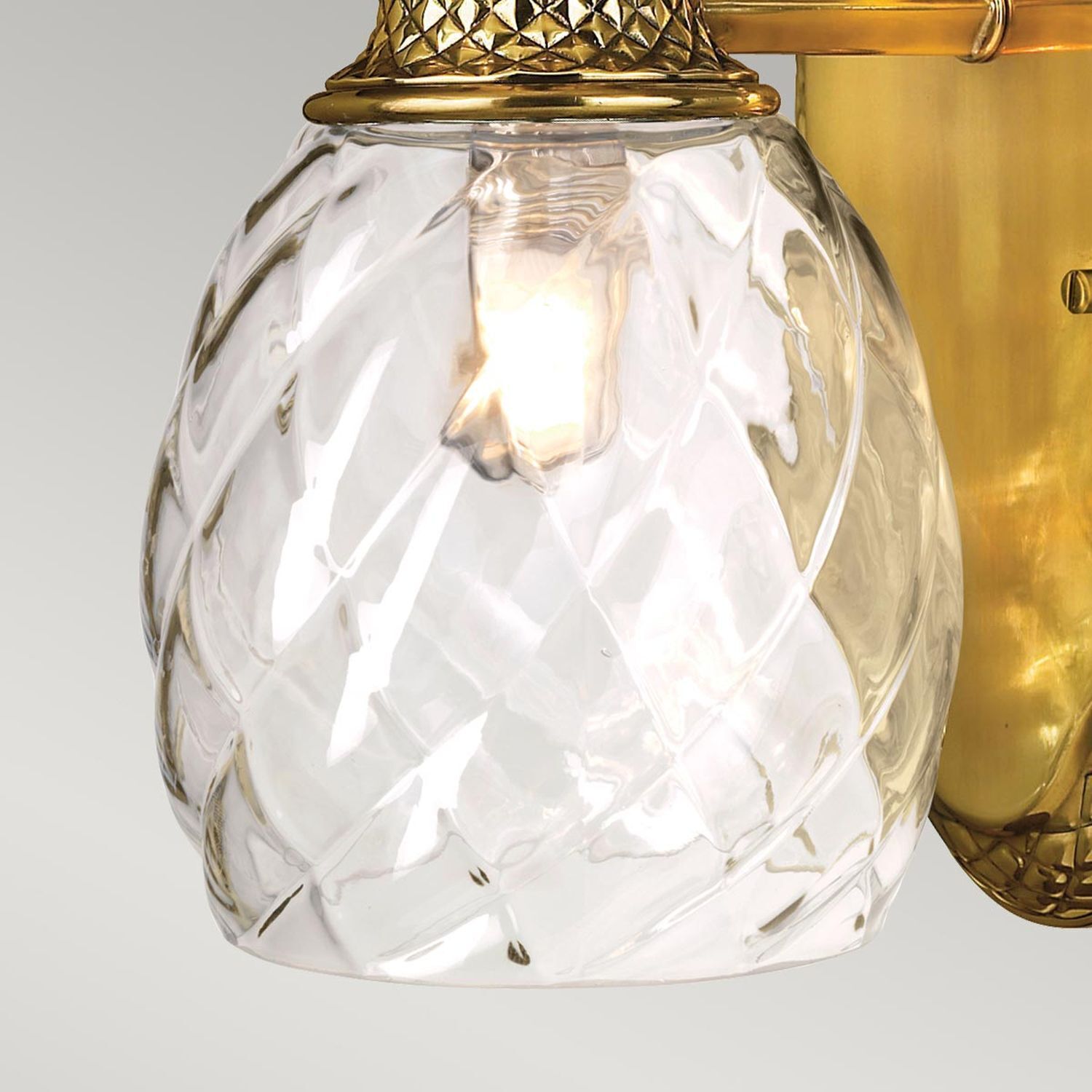 glaskrug, klar, facettiert, lampe, metall ivory