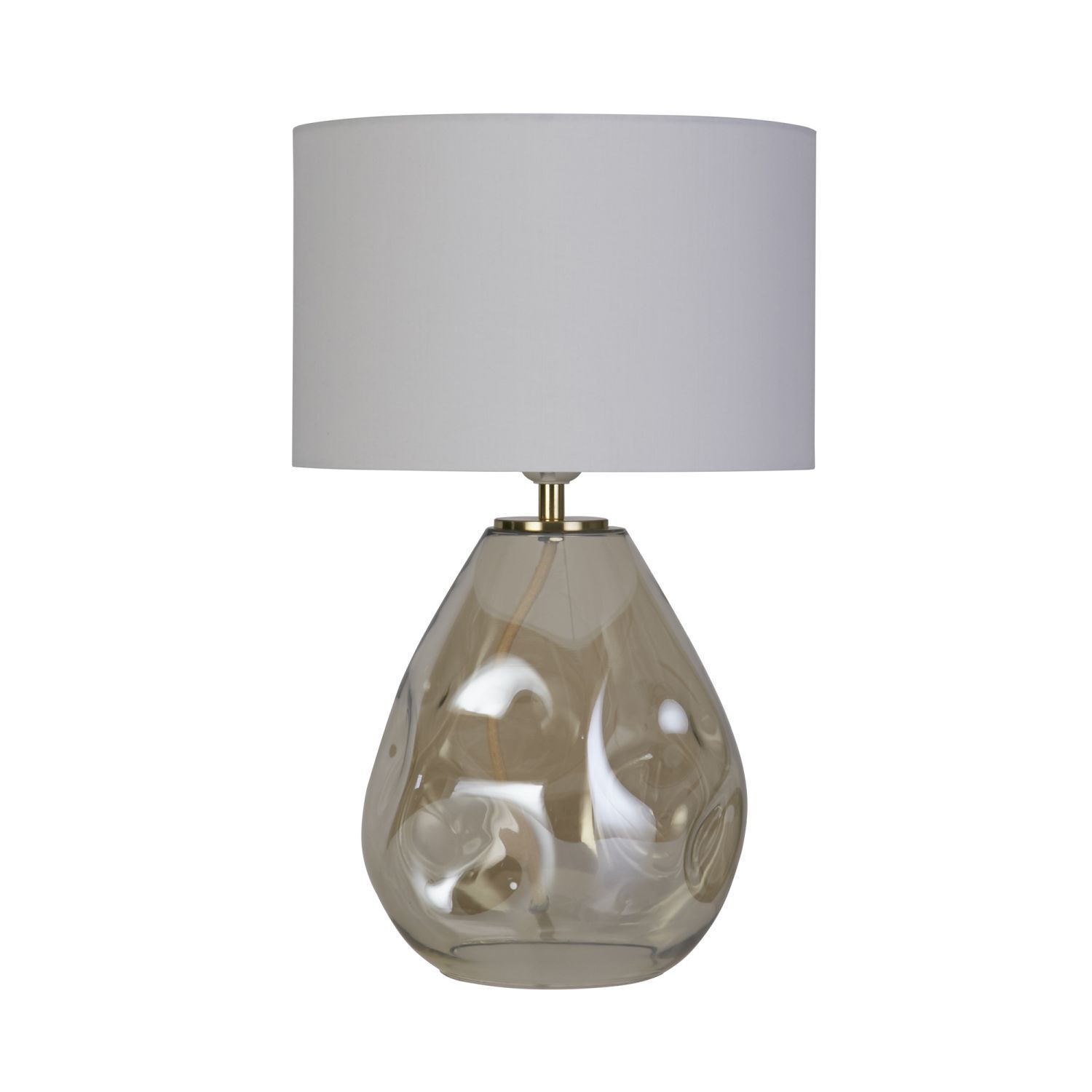 Tischlampe Stoff Glas blendarm 44,5 cm Champagner Weiß Lampe, Tischlampe