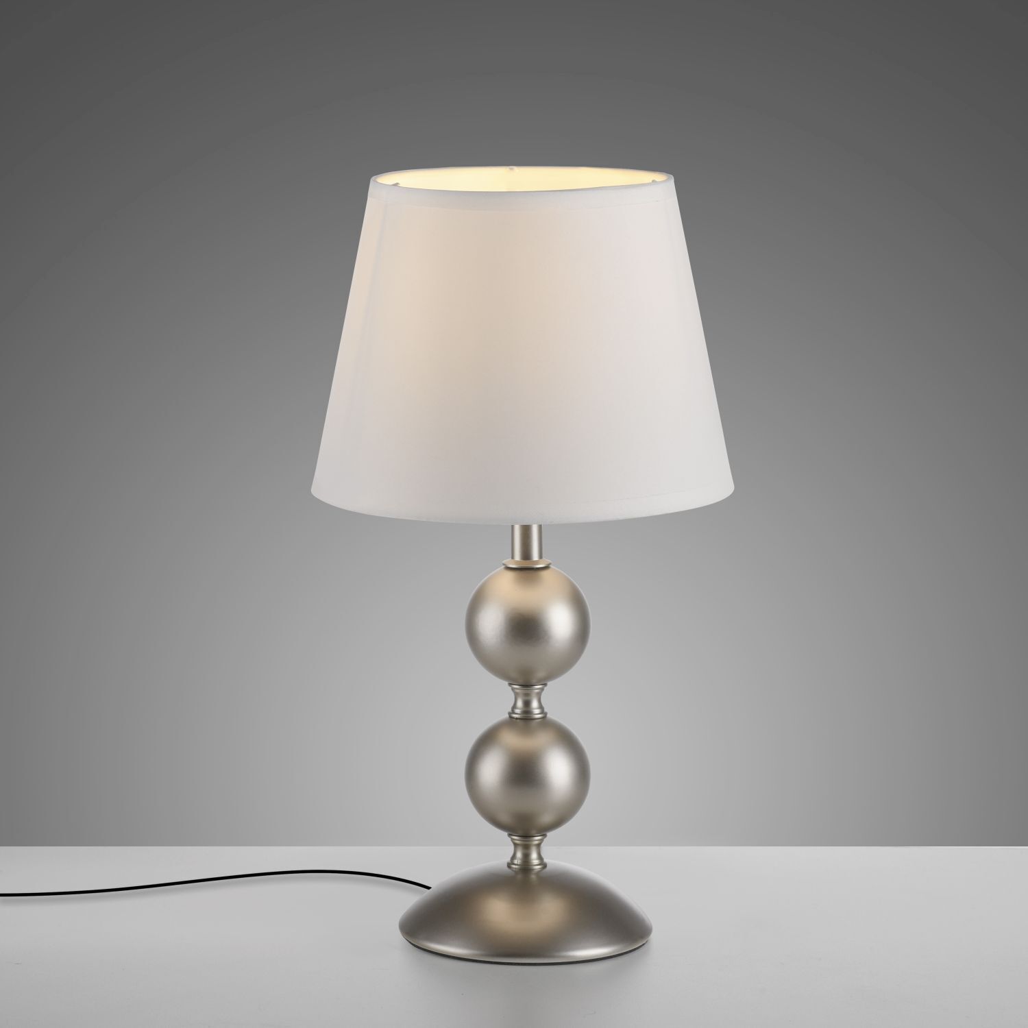 Tischlampe Stoffschirm Metall Creme Bronze 36 cm E27