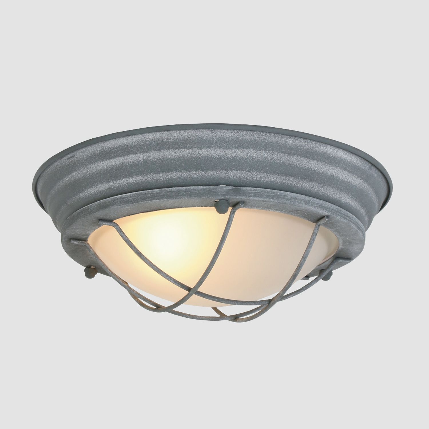 Industrie Deckenlampe Metall Glas Grau Weiß Ø29 cm E27