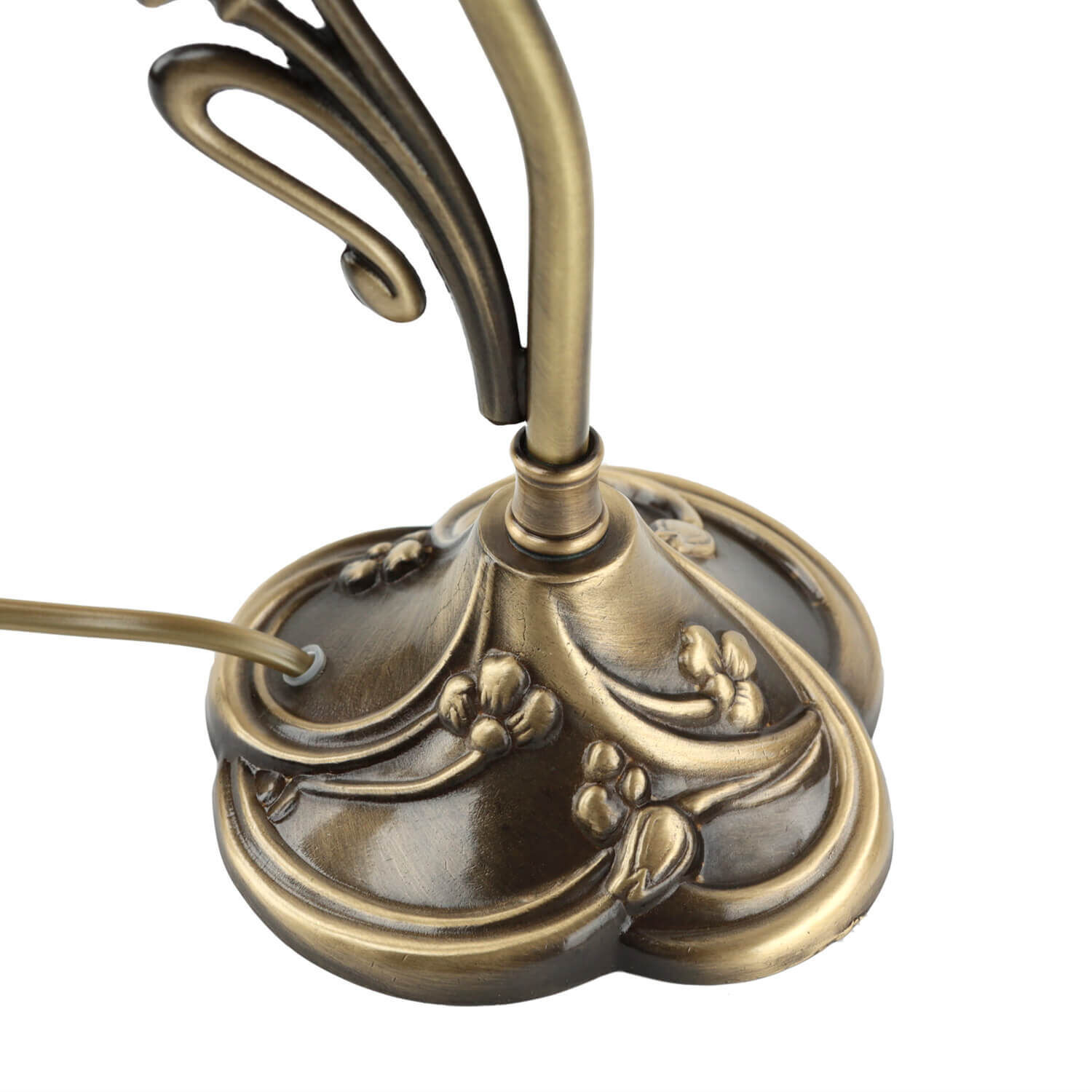 Tischlampe Glasschirm Weiß Echt-Messing Jugendstil Bronze, Rauchrohr, Sinken, Waschbeckenhahn