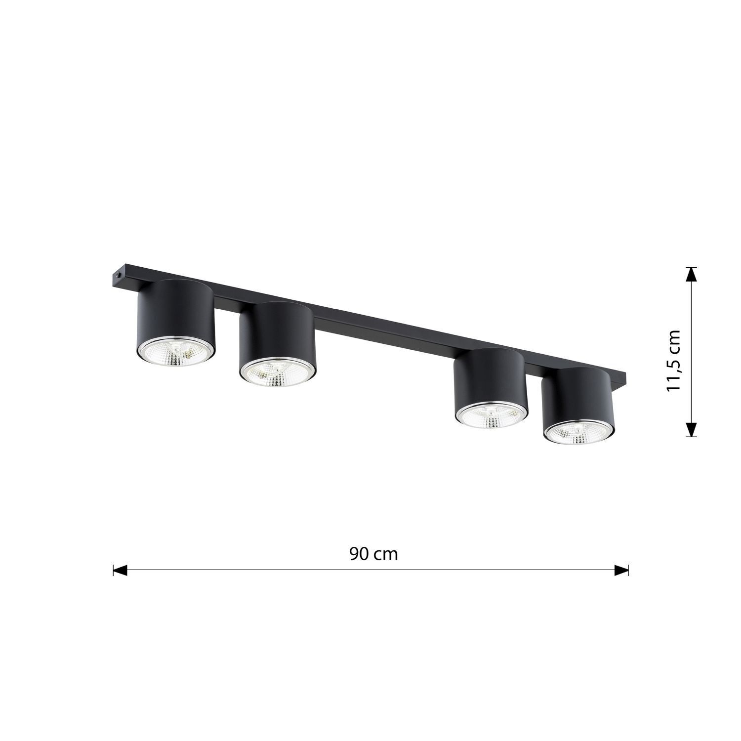 Deckenlampe Schwarz 90 cm lang 4-flammig GU10 AR111 Metall