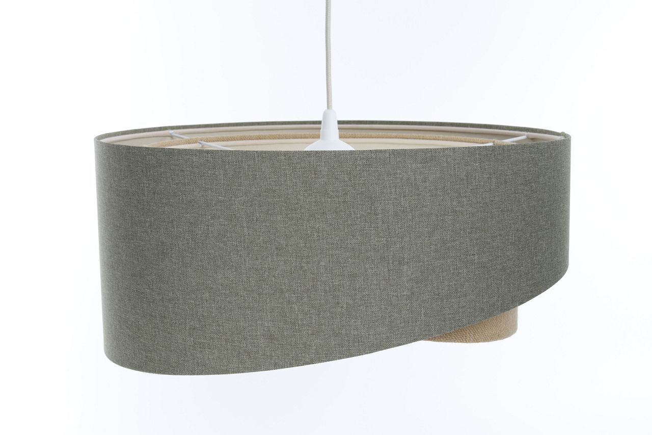 Hängeleuchte Stoff Grün Beige E27 rund Ø 60 cm Modern