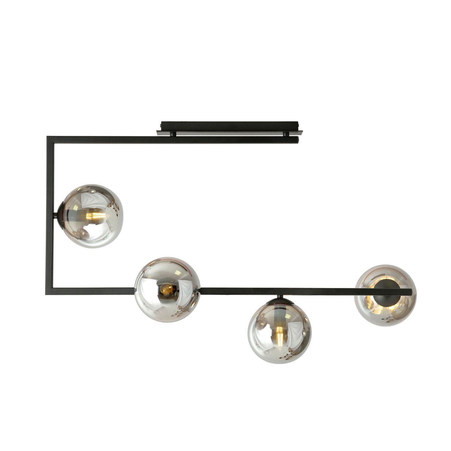 Deckenleuchte Schwarz Graphit 83 cm lang Metall Rauchglas