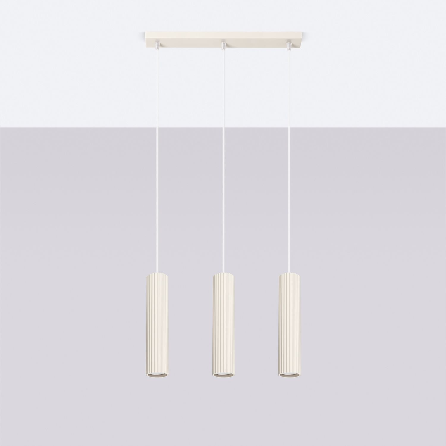 Pendelleuchte 3-flammig GU10 B: 45 cm in Creme Modern Pendelleuchte 3-flammig GU10 B: 45 cm in Creme Modern