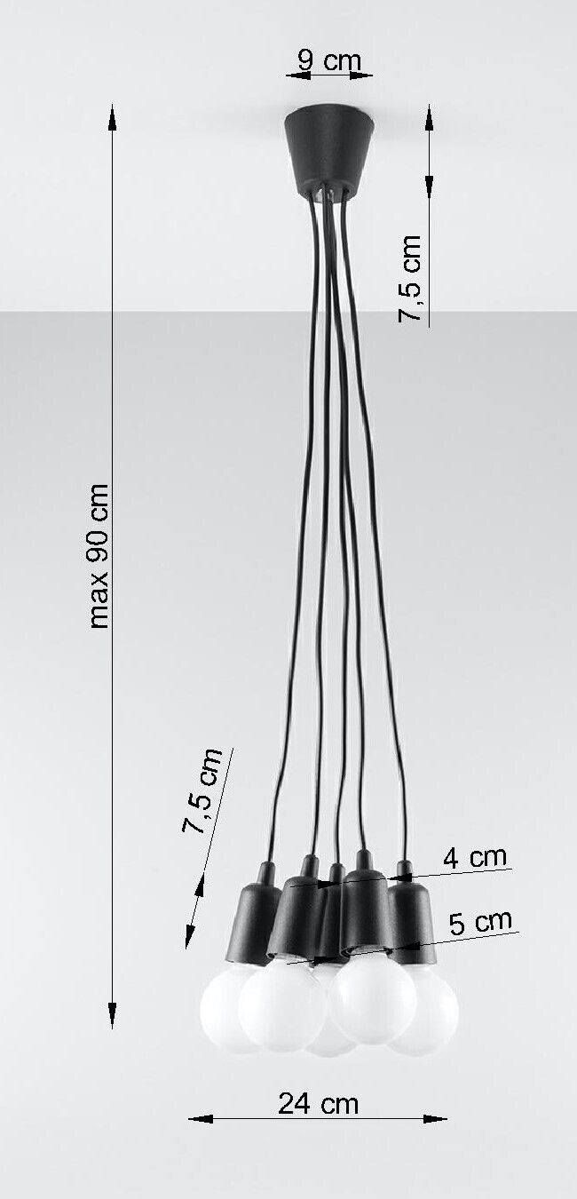 Pendelleuchte Schwarz verstellbar bis 90cm Retro NESSA
