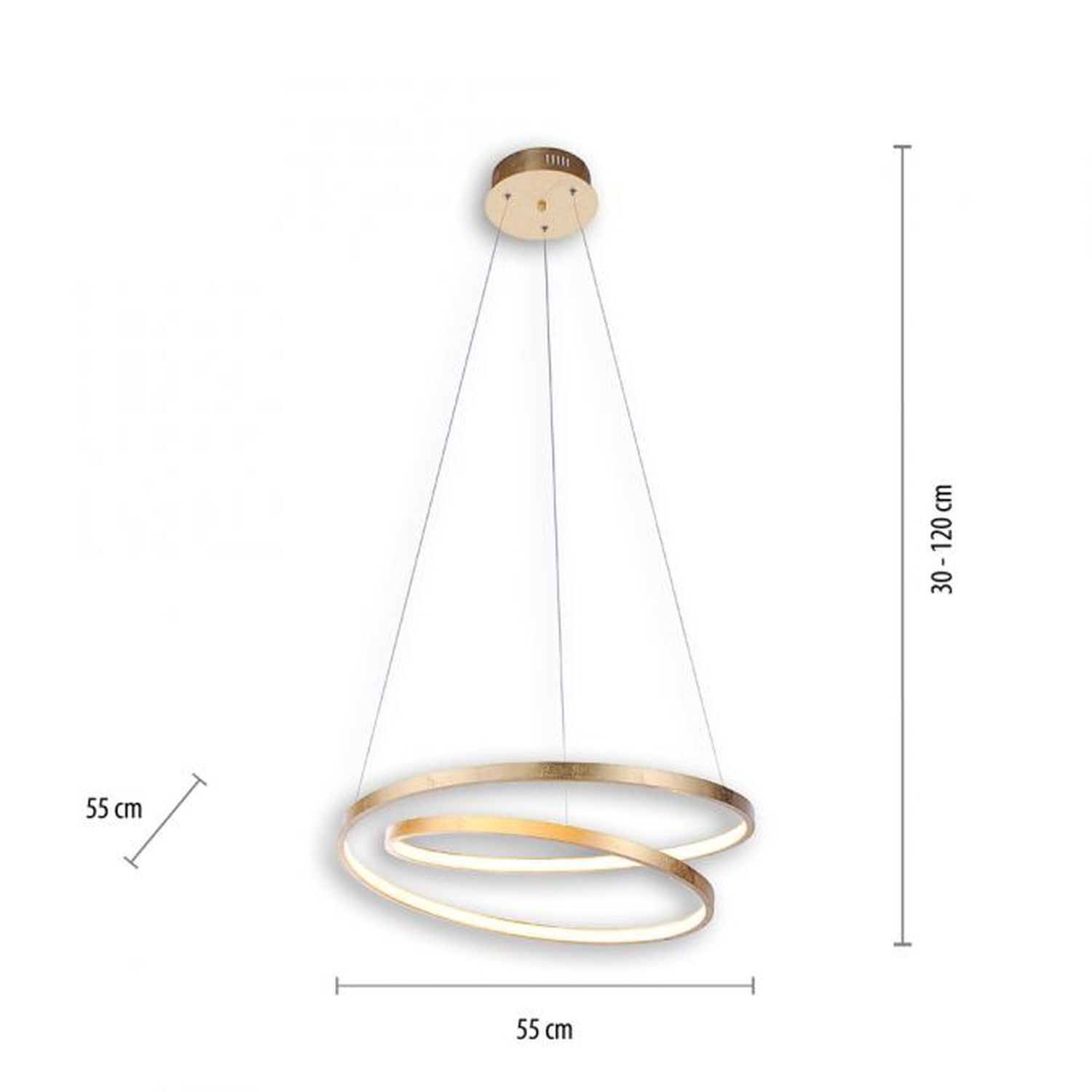 LED Pendelleuchte in Blattgold B:55 cm 4000 lm dimmbar