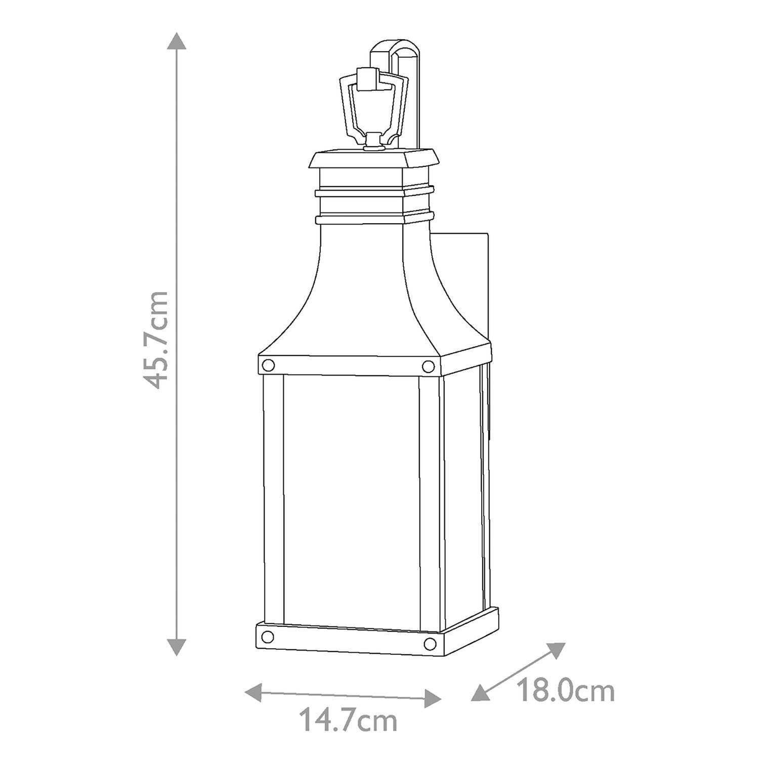 Wandleuchte außen Schwarz antik Regenglas E27 IP44 Vintage