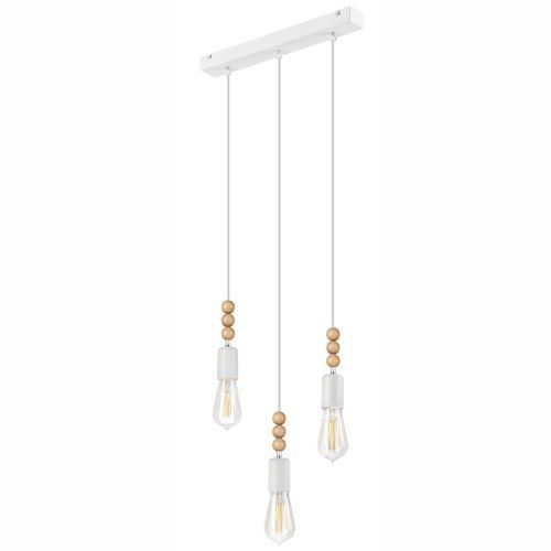 Hängelampe Weiß Holz lang Esstisch Modern 3-flmg