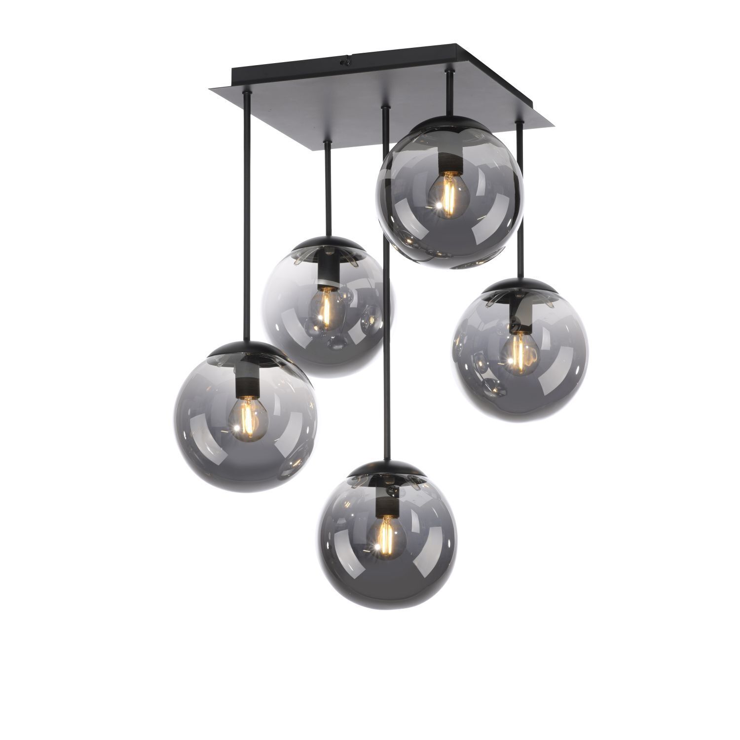 Gemütliche Deckenleuchte Metall Rauchglas B:39 cm E14