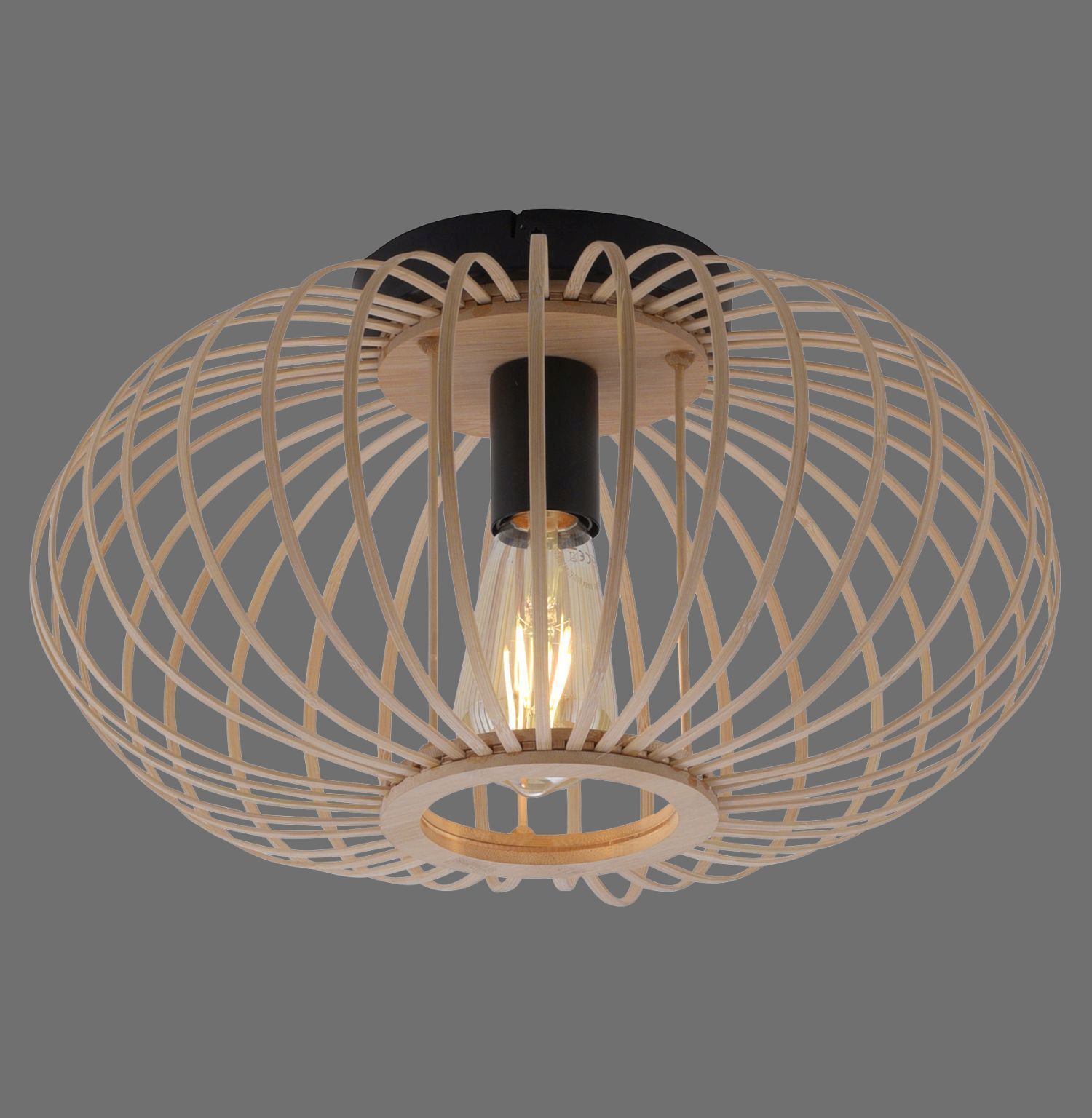 Runde Deckenlampe Skandinavisch Metall Holz E27 Ø40 cm