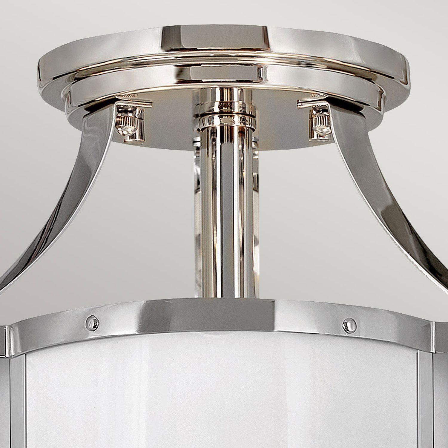 Blendarme Deckenleuchte E27 Nickel Weiß aus Metall Glas