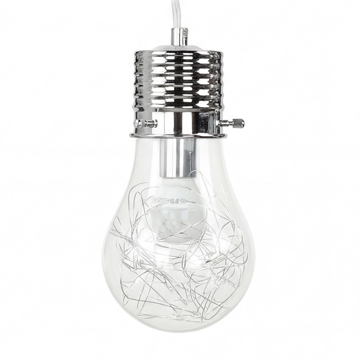 Hängelampe Glas Metall Glühbirnen-Design dekorativ E14 Glühbirne, Pendantlampe, Stromkabel, Edison-Glühbirne, Chromstahl